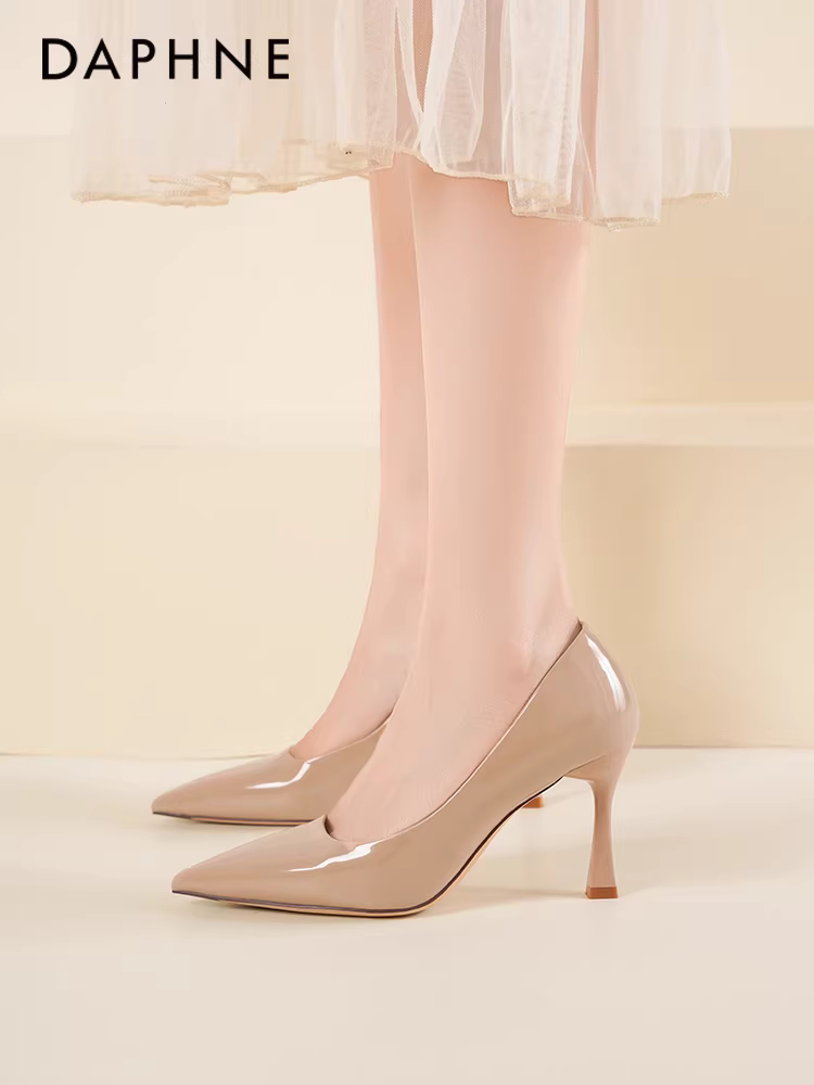 Giày cao gót nữ Daphne màu nude, mẫu hè 2025, giày nữ thời thượng, thanh lịch, cao cấp, thoải mái, kiểu gót nhọn.