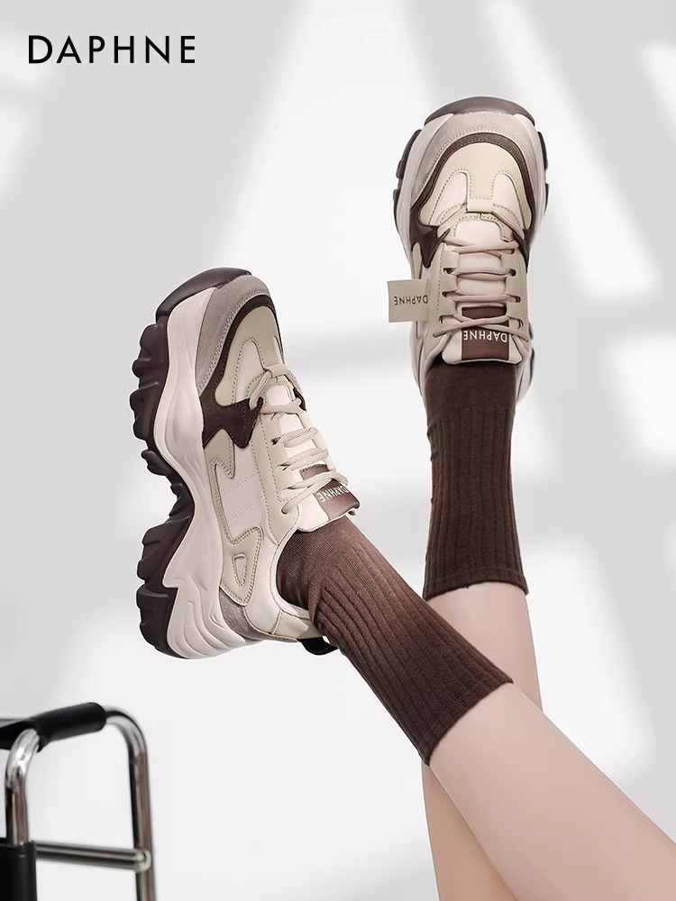 Giày thể thao đế dày Daphne dành cho nữ, màu phối mùa thu 2025, giày sneaker nữ thời trang, giày nữ xu hướng Ins