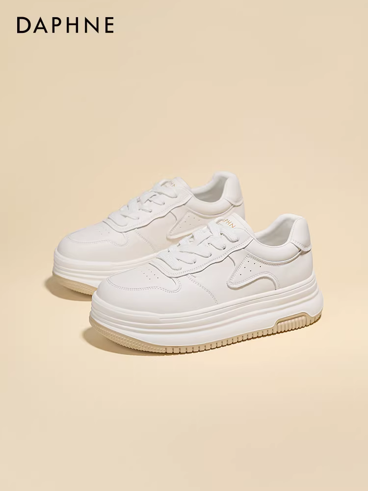 Giày thể thao đế dày màu trắng Daphne dành cho nữ, kiểu mới xuân 2025, đa năng, tăng chiều cao, phong cách thường ngày