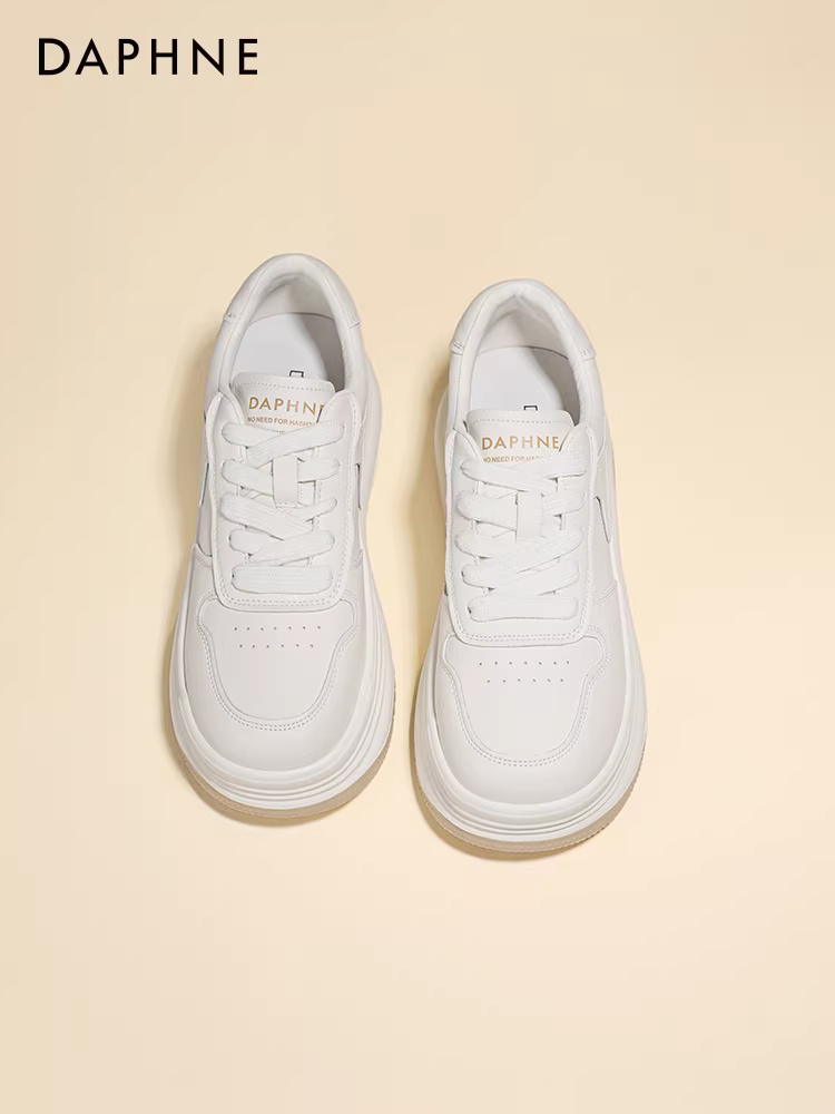 Giày thể thao đế dày màu trắng Daphne dành cho nữ, kiểu mới xuân 2025, đa năng, tăng chiều cao, phong cách thường ngày