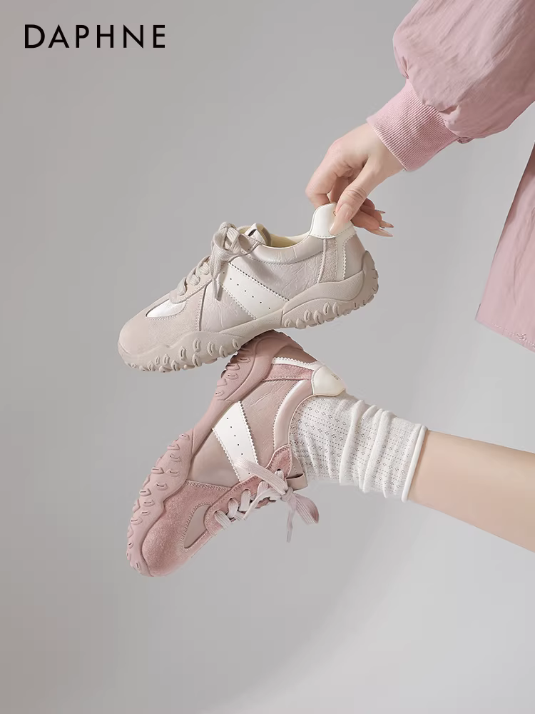 Giày tập Daphne nữ 2025 xuân hè mới, kiểu retro, giày thể thao đa năng, màu bạc, đế dày