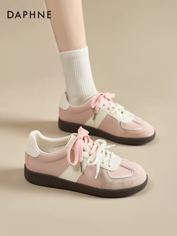 Giày tập luyện màu hồng Daphne dành cho nữ, giày thể thao múa ba lê mùa thu mới 2025, giày thể thao tăng chiều cao mùa xuân và mùa thu.