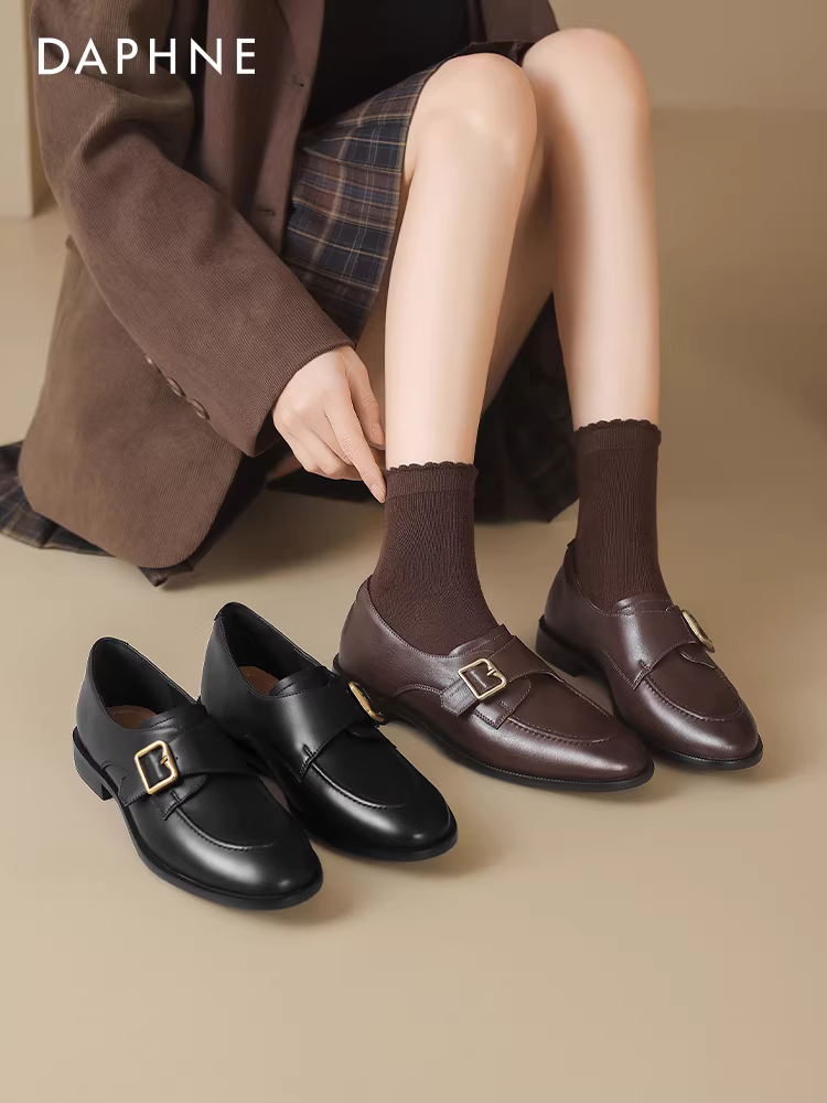 Giày Loafer mũi nhọn Daphne dành cho nữ 2025, giày bệt nữ kiểu Anh, giày da nhỏ nữ, giày đen nữ