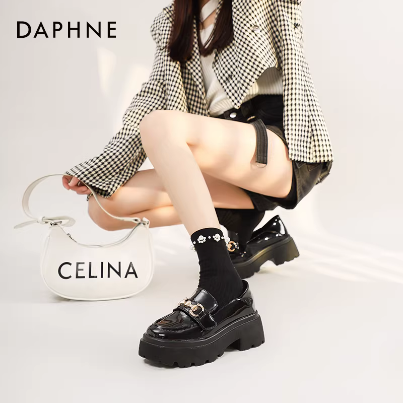 Giày lười đế dày Daphne dành cho nữ mùa hè 2025 kiểu mới giày nữ nhiều khóa giày đơn nữ phong cách Anh giày da nhỏ nữ mẫu mới