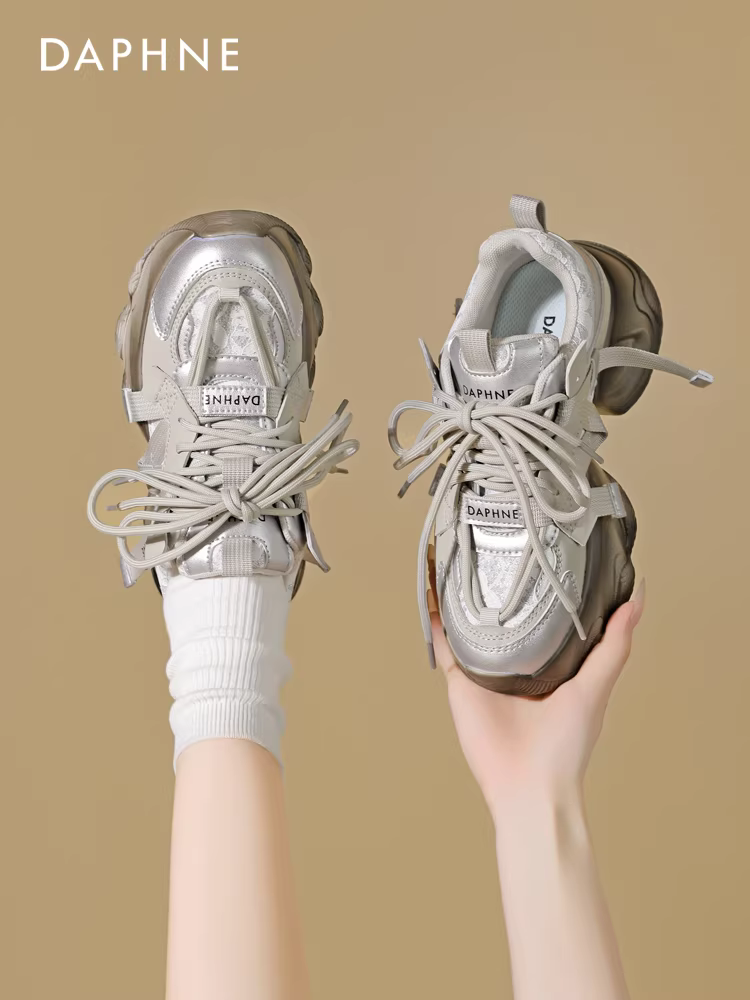 Giày thể thao đế dày Daphne dành cho nữ 2025, kiểu dáng mới mùa thu, nhẹ, phong cách xuân thu, tăng chiều cao, đa năng, giày thường ngày