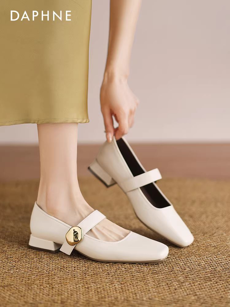 Giày nữ Daphne French Mary Jane 2025 mẫu mới, giày da quai ngang đơn giản, kiểu dáng đẹp, giày công sở nữ gót thấp