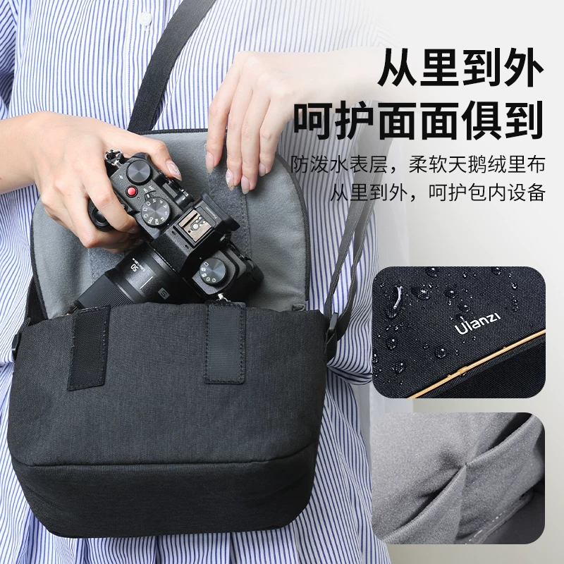 Túi đựng máy ảnh DSLR nhẹ màu đen Ulanzi F02, túi đựng máy ảnh mirrorless đeo chéo một vai, túi đựng máy ảnh mirrorless di động, túi đựng máy ảnh mirrorless phù hợp cho Nikon Z30, Canon, Fujifilm XT5, túi đựng máy ảnh Sony.
