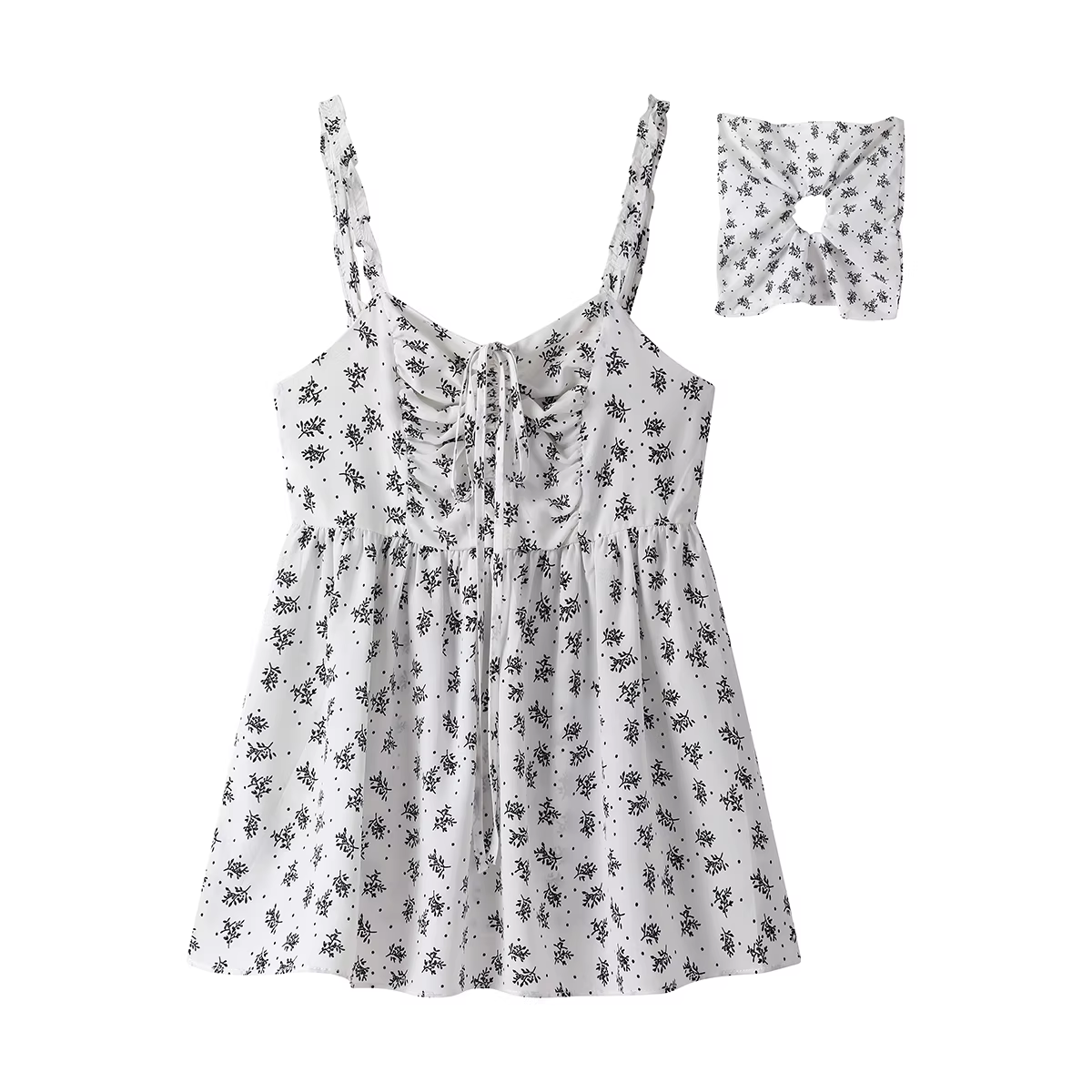 Áo camisole in họa tiết phong cách Pháp, kiểu dáng ôm dáng, dành cho nữ, mùa hè, không tay, kiểu babydoll