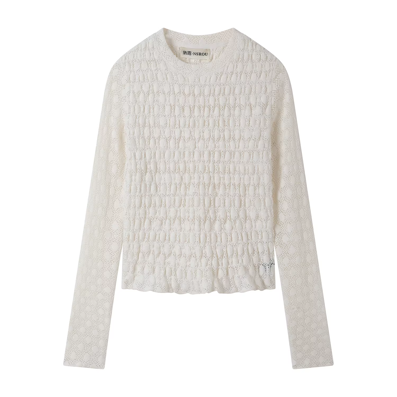 Áo thun cổ tròn ôm sát, chất liệu len dệt kim, lót lông cừu, kiểu dáng độc đáo và thời trang dành cho nữ, thiết kế thu đông.