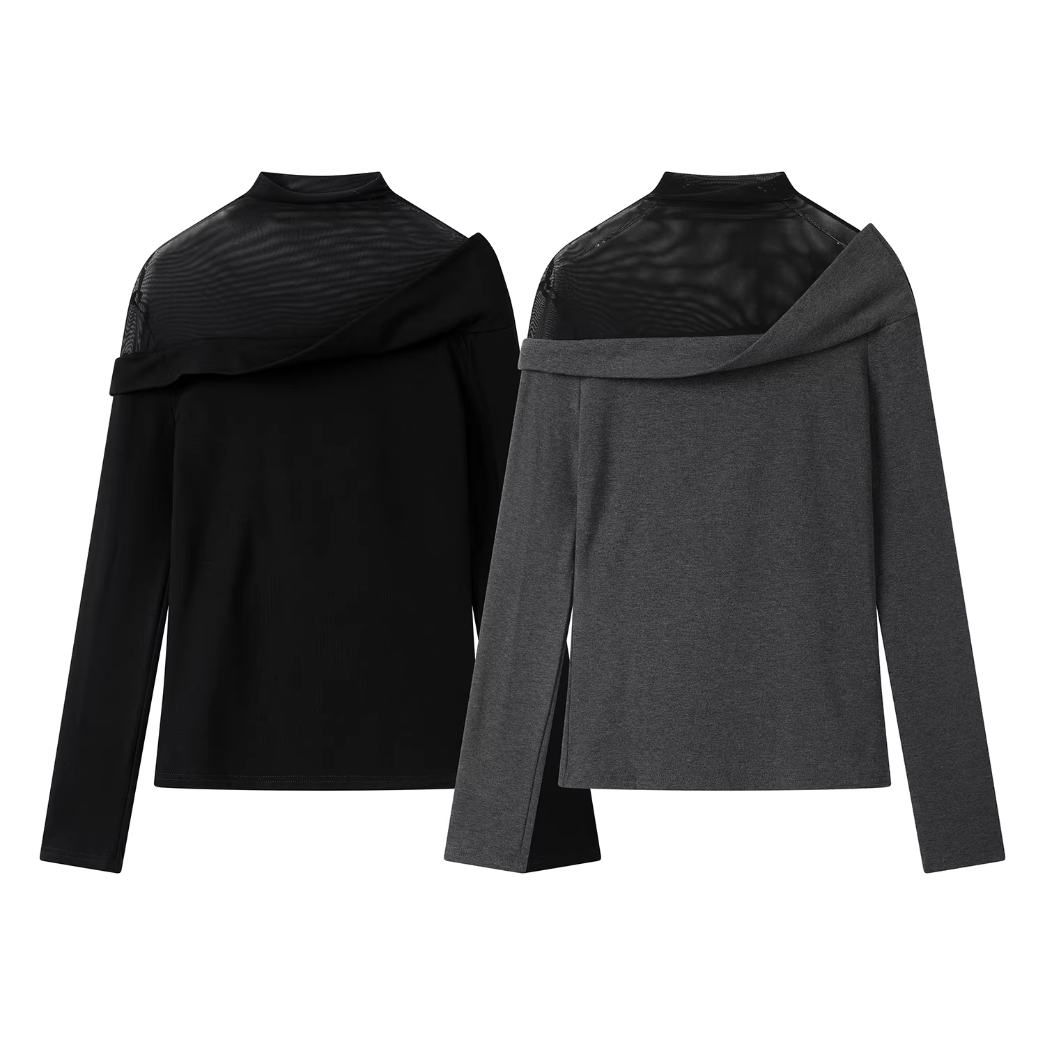 Áo thun dài tay có lót lông cừu được thiết kế theo kiểu chắp vá dành cho nữ, trang phục dệt kim cơ bản độc đáo vừa vặn mùa thu đông.