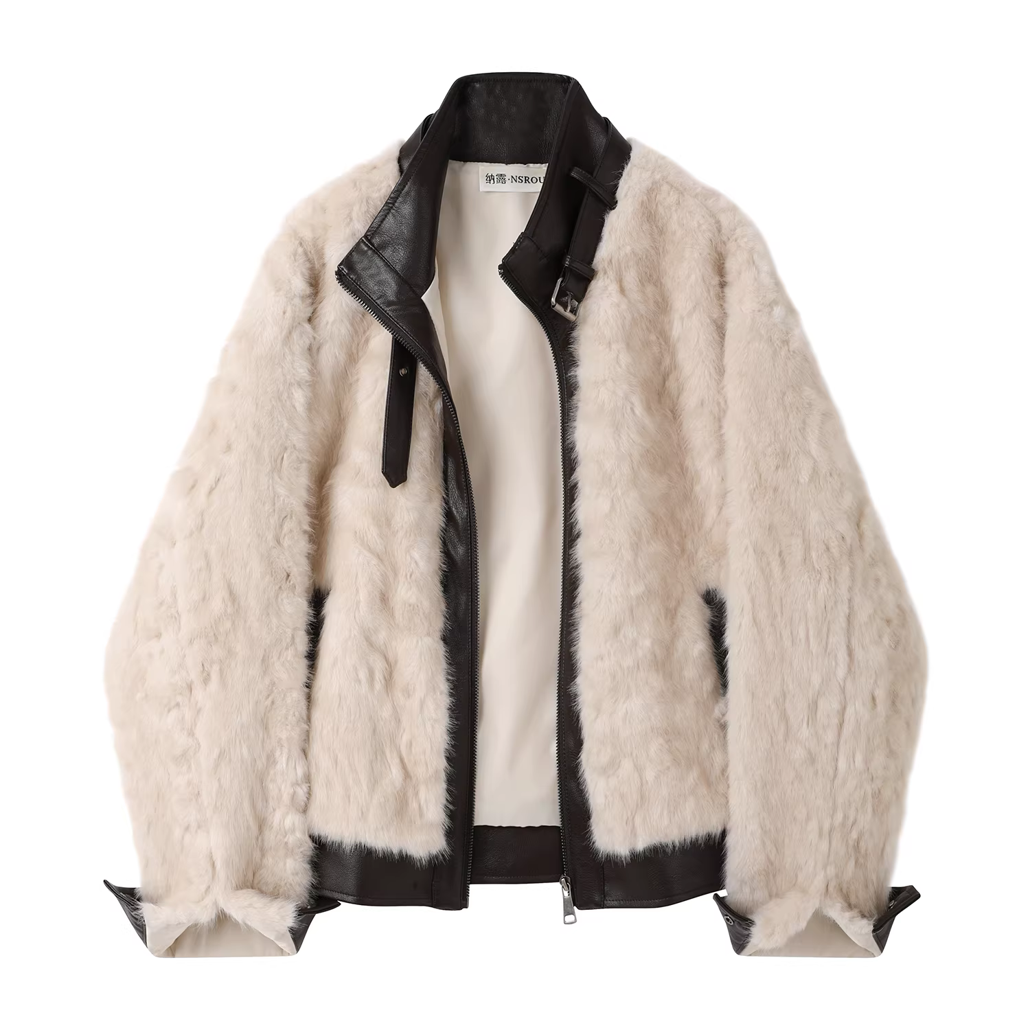 Áo khoác len cừu phối màu phong cách retro Mỹ, giữ ấm mùa đông cho nữ