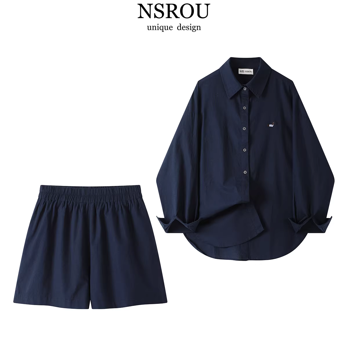 Bộ quần short cao eo thời thượng và trẻ trung dành cho nữ, áo chống nắng mùa hè thêu hình chú chó con.