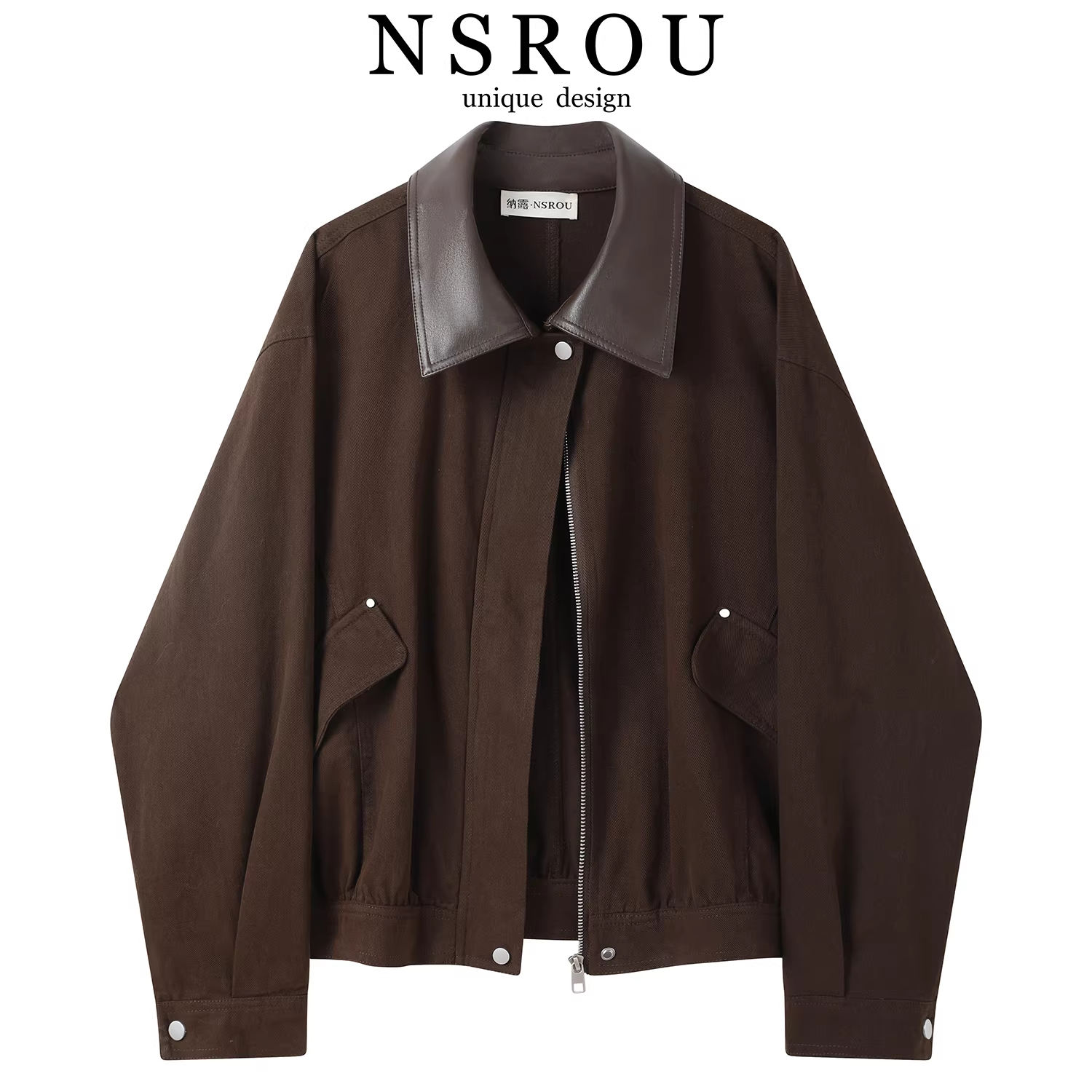 Áo khoác denim ngắn có cổ điển điển kiểu Mỹ dành cho nữ, áo khoác dáng rộng giản dị cao cấp mới dành cho đầu mùa thu.