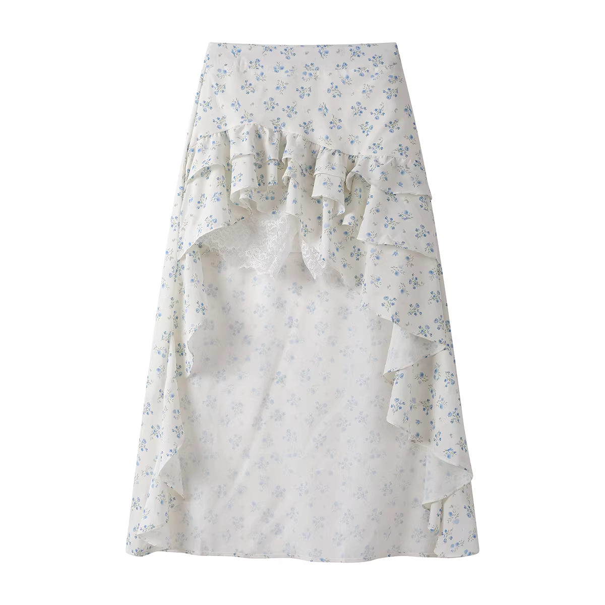 Váy xếp ly hoa nhí kiểu Pháp dành cho nữ, váy chữ A ôm hông bất đối xứng cao eo mùa hè mới