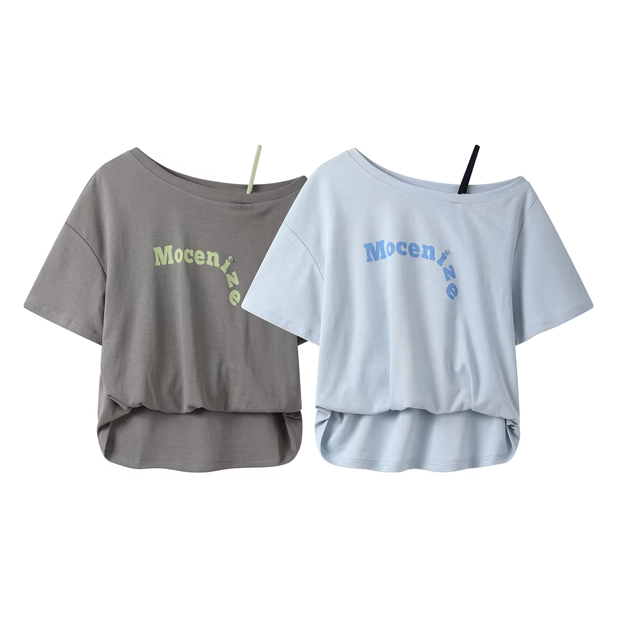 Áo thun ngắn tay trễ vai kiểu Hàn Quốc mới, độc đáo và đẹp mắt dành cho nữ với thiết kế độc đáo và chiều dài ngắn.