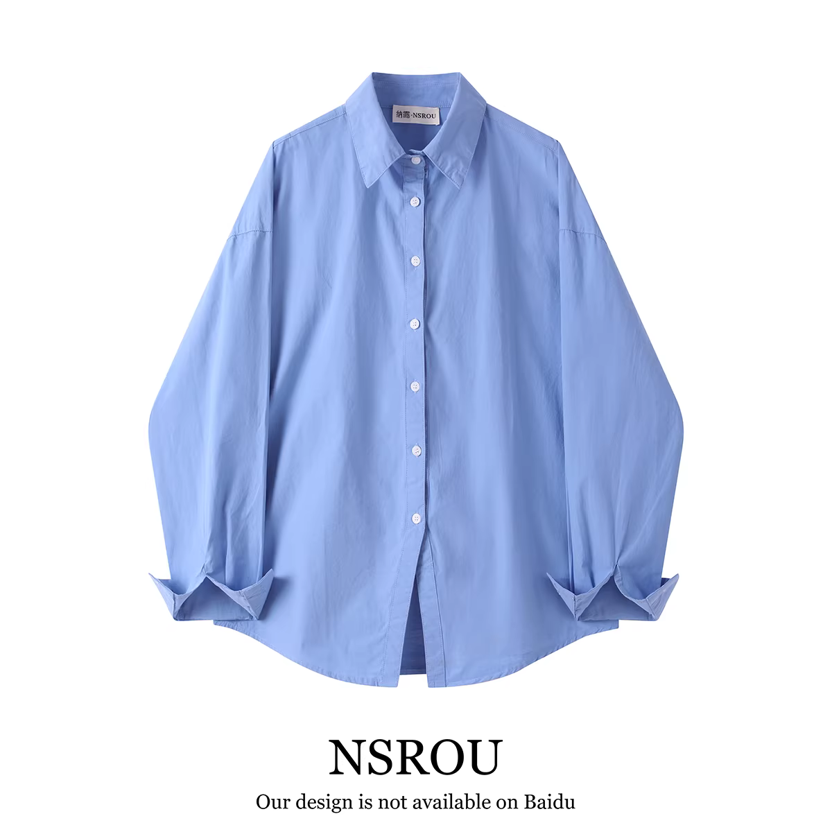 Áo sơ mi màu xanh kiểu dáng cổ điển kiểu Pháp phong cách Hàn Quốc dáng rộng giản dị dành cho nữ, áo dài tay cao cấp mùa xuân thu
