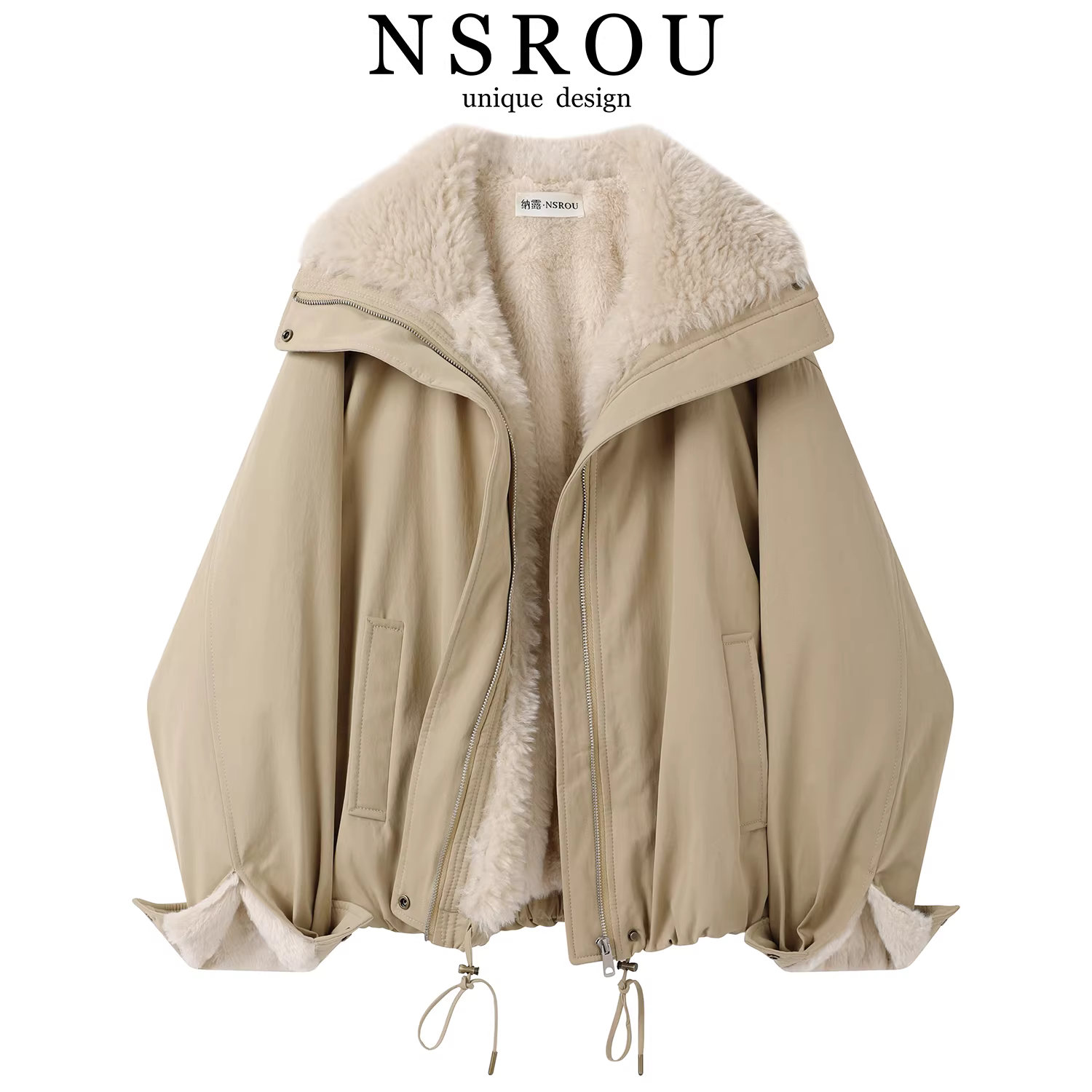 Áo khoác parka cổ lông lớn phong cách cổ điển và sành điệu kiểu Hồng Kông dành cho nữ, áo khoác ấm lót lông cừu thời trang và đẹp mùa đông, áo khoác cotton