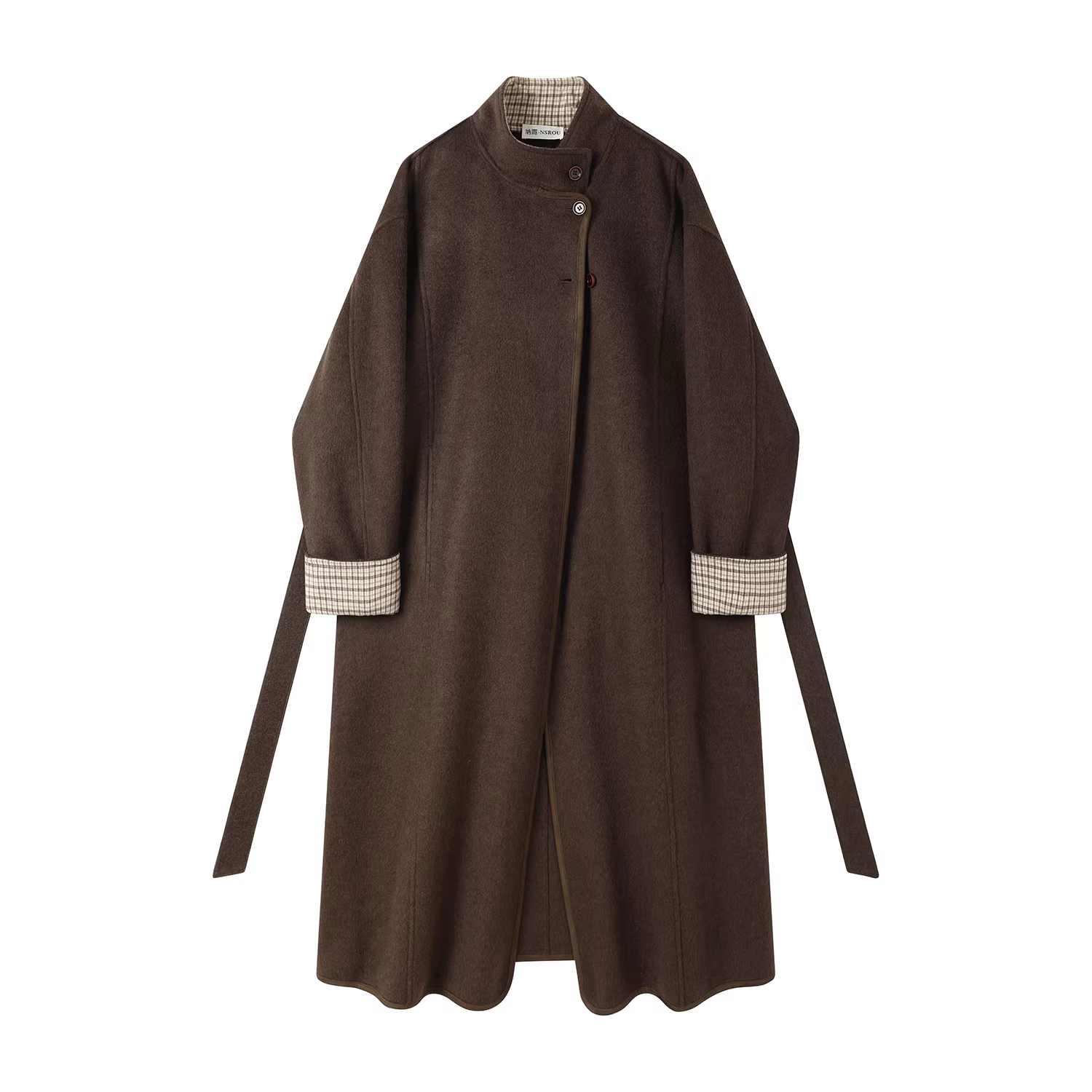 Áo khoác gió len màu nâu phong cách retro của Anh dành cho nữ trong mùa thu đông, áo khoác dài cao cấp và siêu đẹp