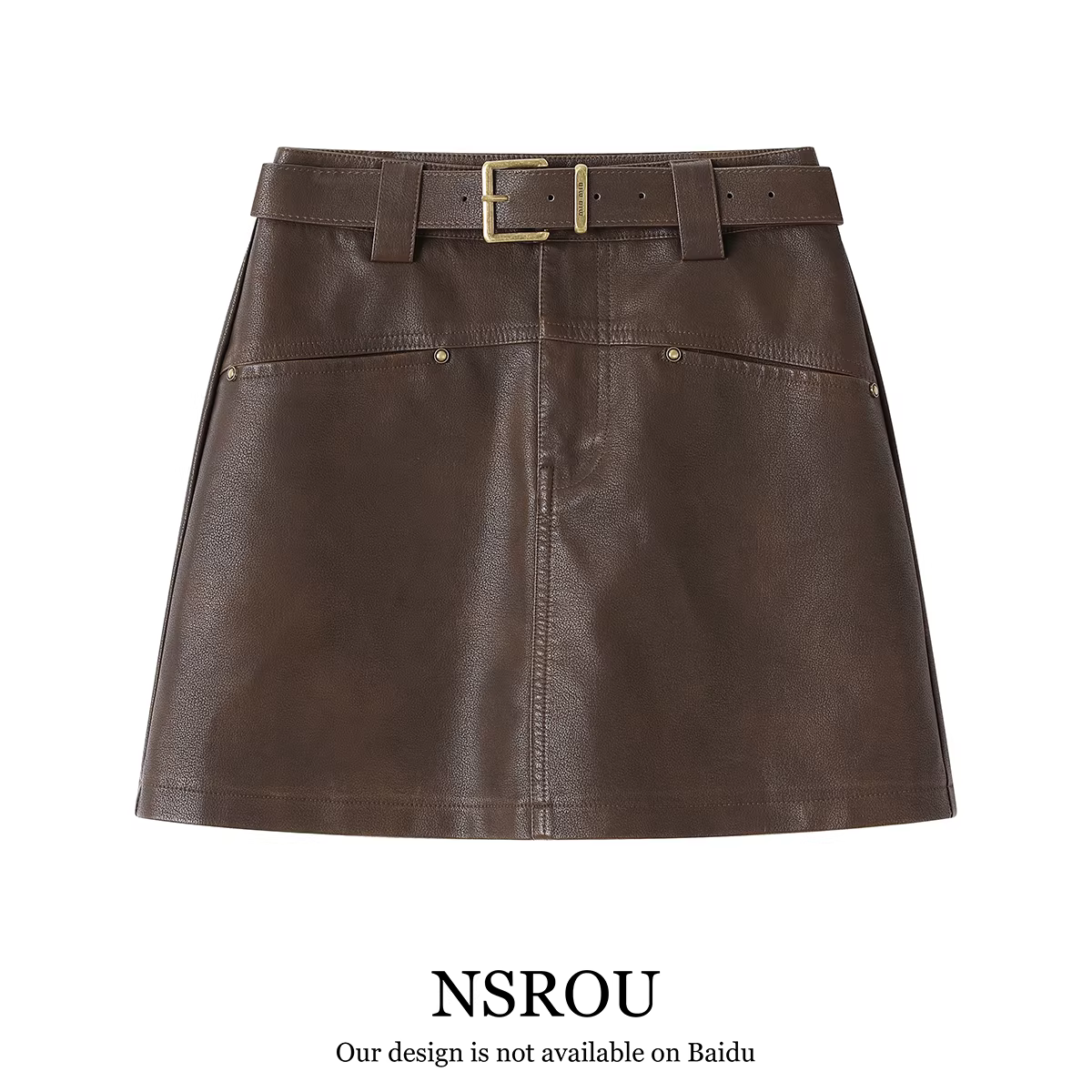 Váy da chữ A cổ điển cạp cao NSROU, váy ngắn ôm hông dành cho nữ, phong cách xuân thu, váy nửa thân bán chạy nhất năm nay.