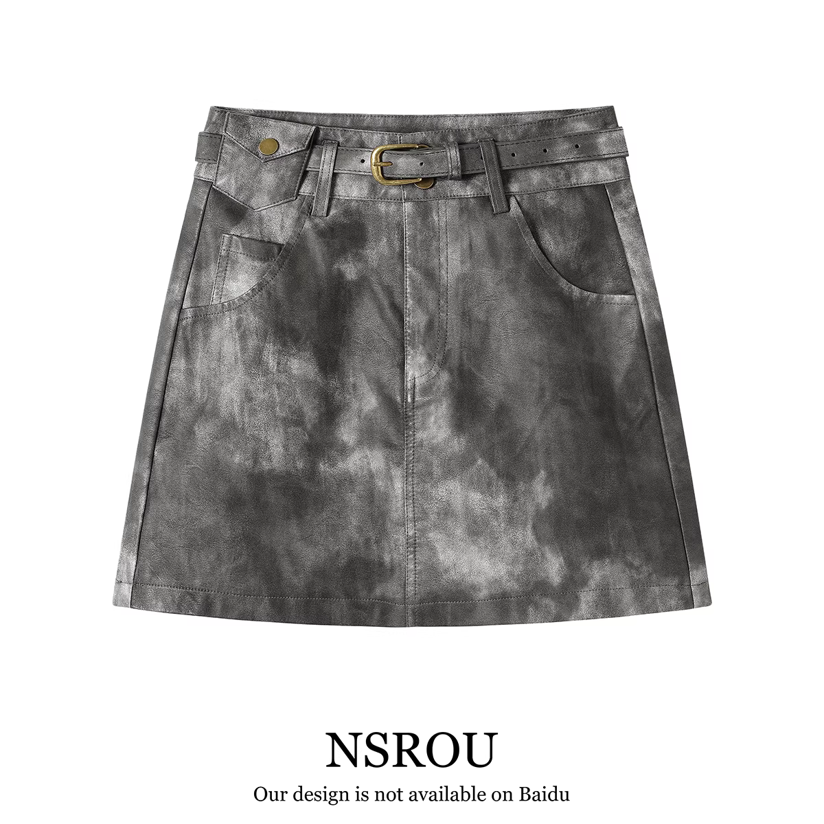 Váy da đen ngọt ngào kiểu Mỹ váy ngắn váy ngắn nữ mùa xuân thu mới phong cách retro độc đáo nhuộm màu nửa thân váy chữ A ôm hông