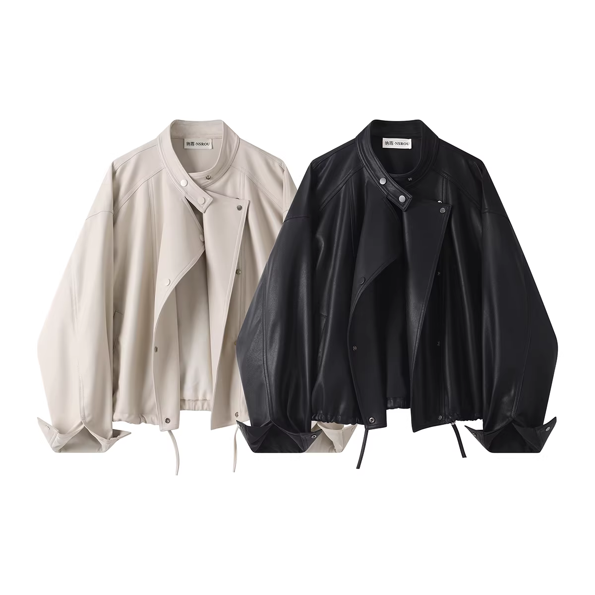 Áo khoác da cổ tròn ngắn Melard cổ điển cao cấp dành cho nữ, áo khoác và áo gió kiểu Mỹ mới dành cho mùa xuân và mùa thu.