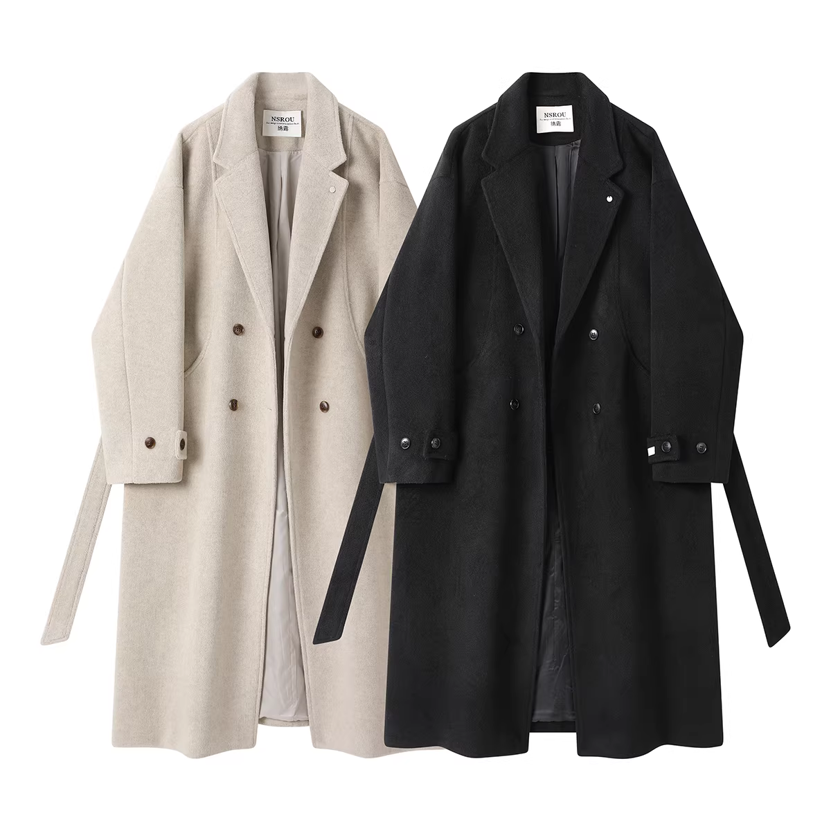 Áo khoác len cashmere cao cấp hai mặt phong cách NSROU dành cho mùa thu đông, áo khoác len giản dị thanh lịch dành cho nữ