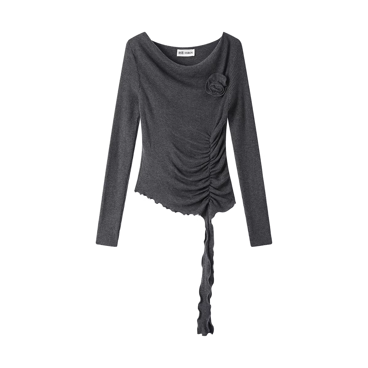 NSROU đầu mùa thu Áo kiểu dáng ôm vừa vặn phong cách Hàn Quốc dành cho nữ thiết kế độc đáo phong cách hot girl áo len dệt kim áo thun