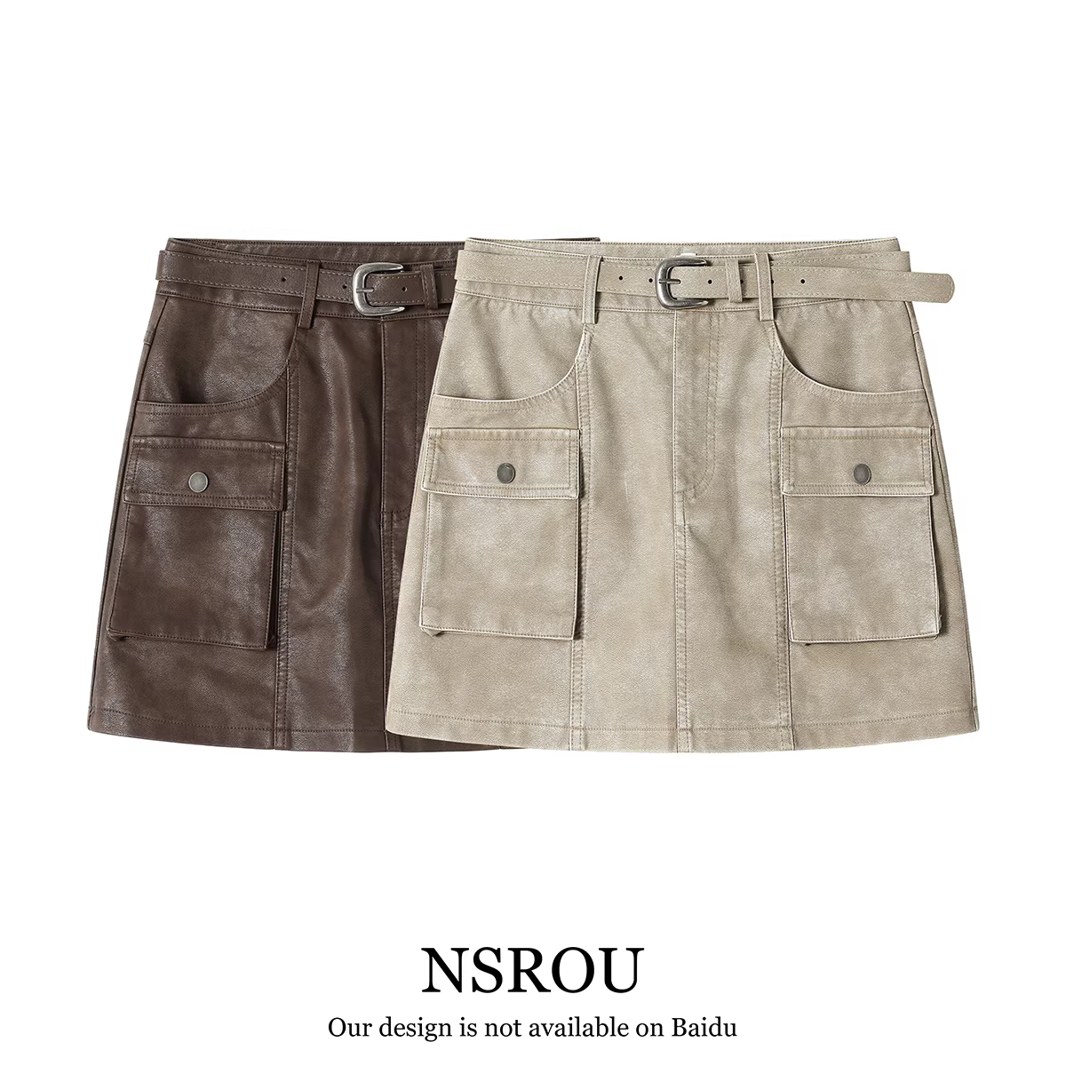 Váy ngắn kiểu Mỹ cổ điển phong cách hot girl, váy da, váy nửa thân, váy chữ A nữ xuân thu mới, váy ôm sát body