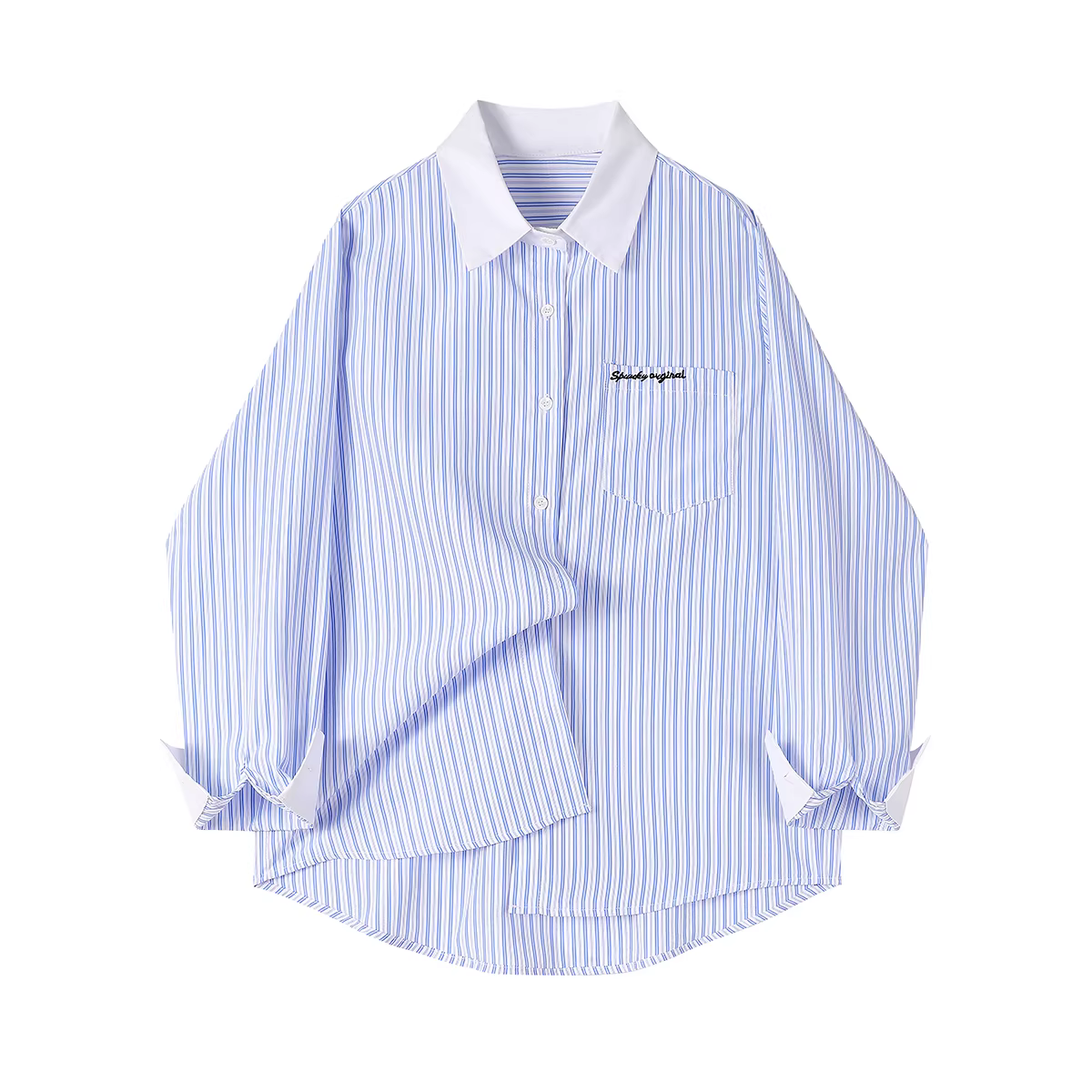 Áo sơ mi sọc dọc dáng rộng cao cấp kiểu Pháp dành cho nữ, áo sơ mi kẻ sọc độc đáo và đẹp mắt cho mùa xuân hè.