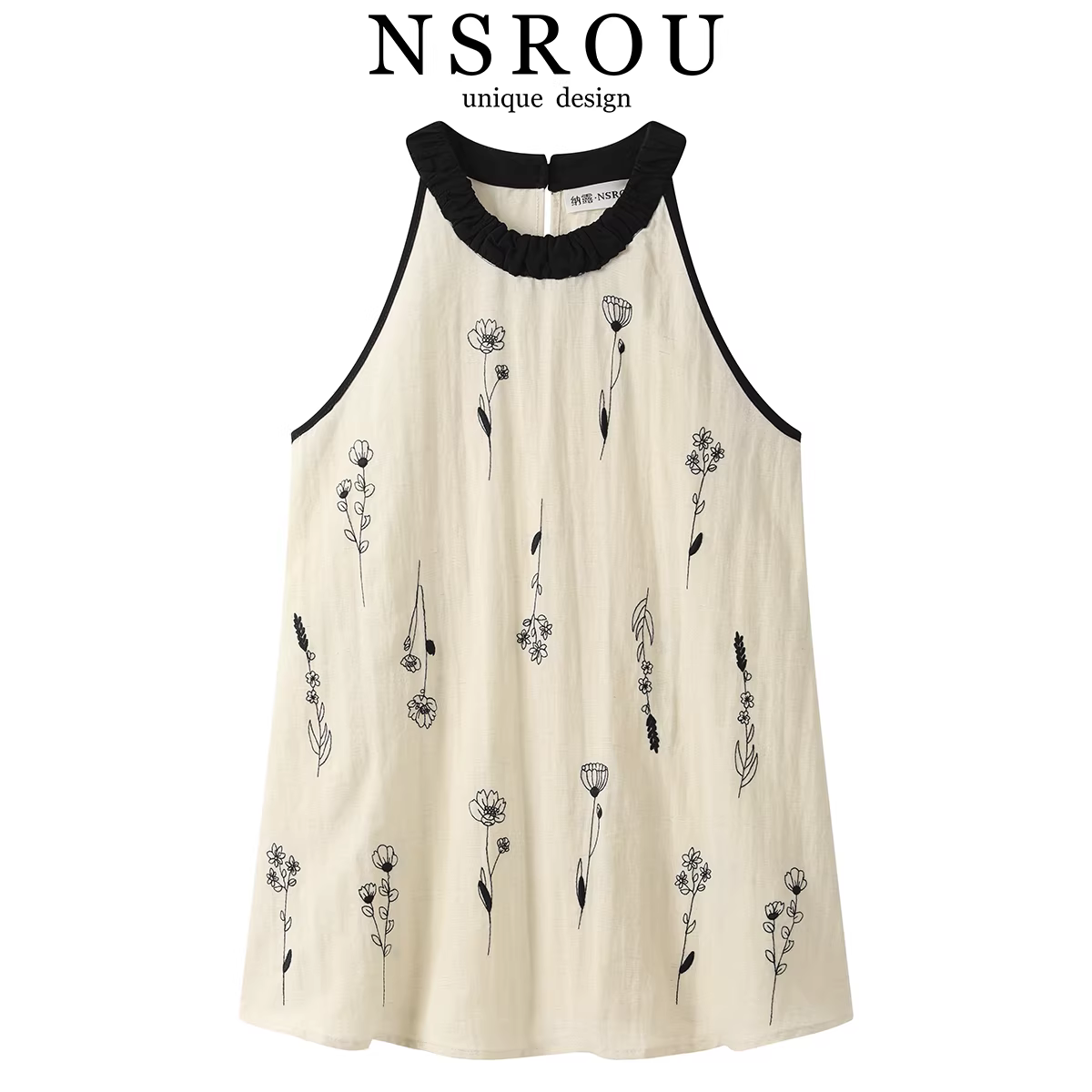 Áo yếm cổ tròn không tay thêu độc đáo theo phong cách cổ điển Thái Lan dành cho bé gái, áo mùa hè đa năng mới.