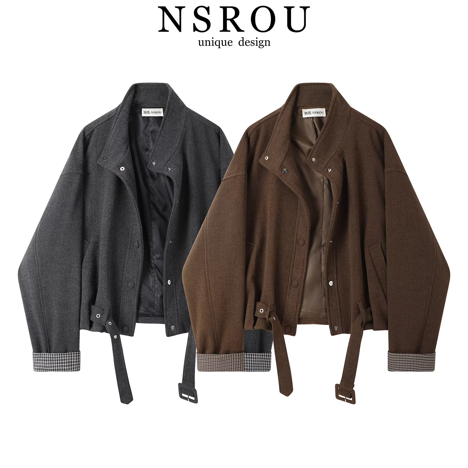 Áo khoác len phong cách Hàn Quốc dành cho nữ, mùa thu đông, cao cấp, siêu đẹp, áo khoác ngắn kiểu biker