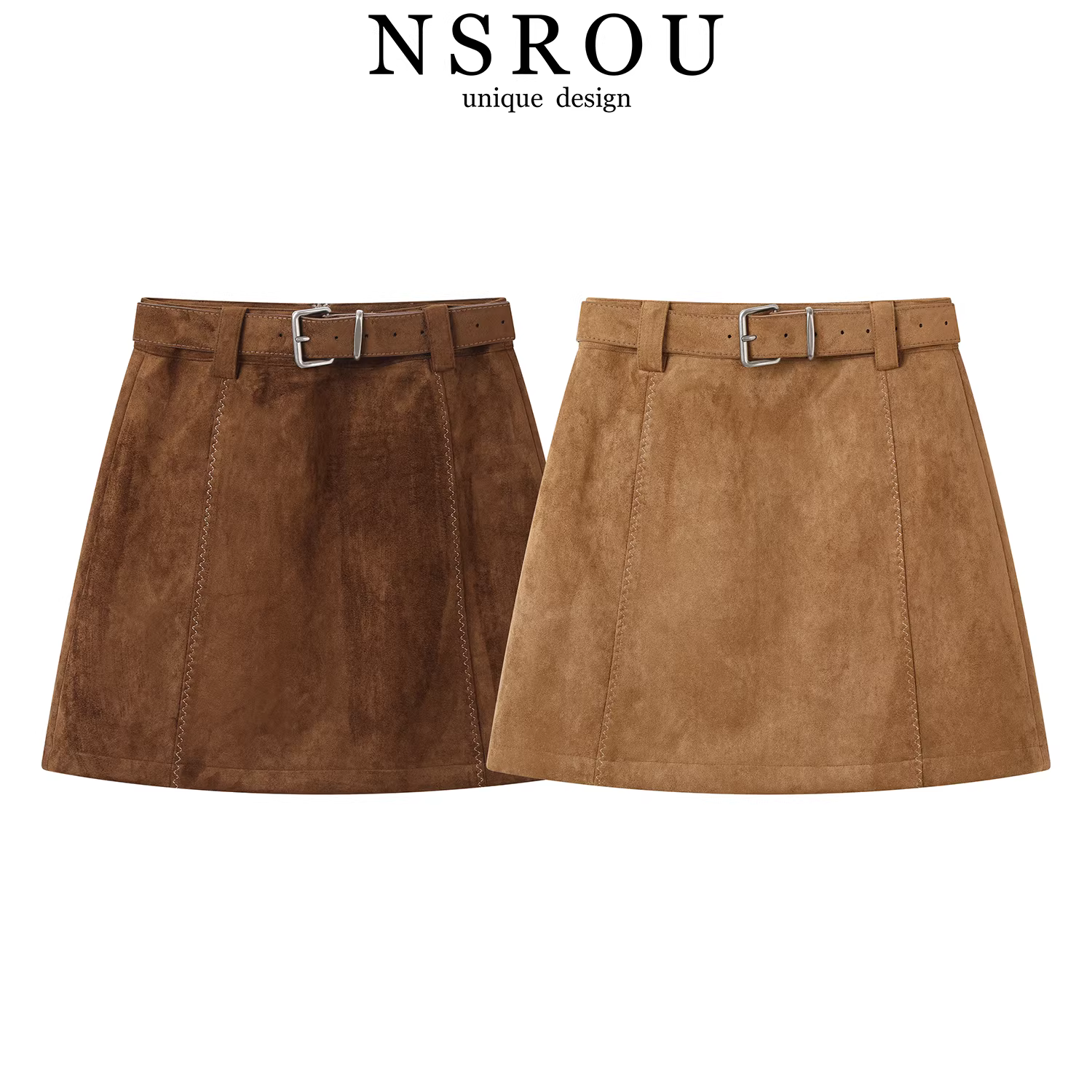 Váy da dáng ôm phong cách retro Mỹ dành cho nữ, trang phục đầu thu, váy ngắn chữ A, váy ôm sát.