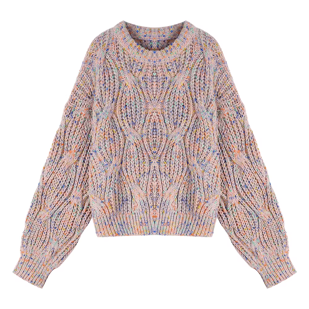 Áo len dệt kim kiểu Pháp cổ điển mềm mại và thoải mái dành cho nữ, thiết kế dáng ôm tôn dáng, phong cách mùa thu đông.