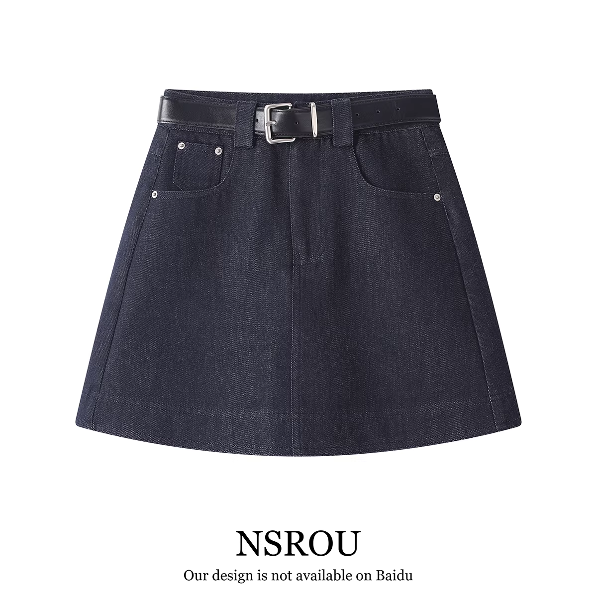 váy denim tối màu retro Maillard váy chữ A váy ngắn váy ôm hông cao cấp dành cho nữ mùa xuân, mùa thu và mùa hè