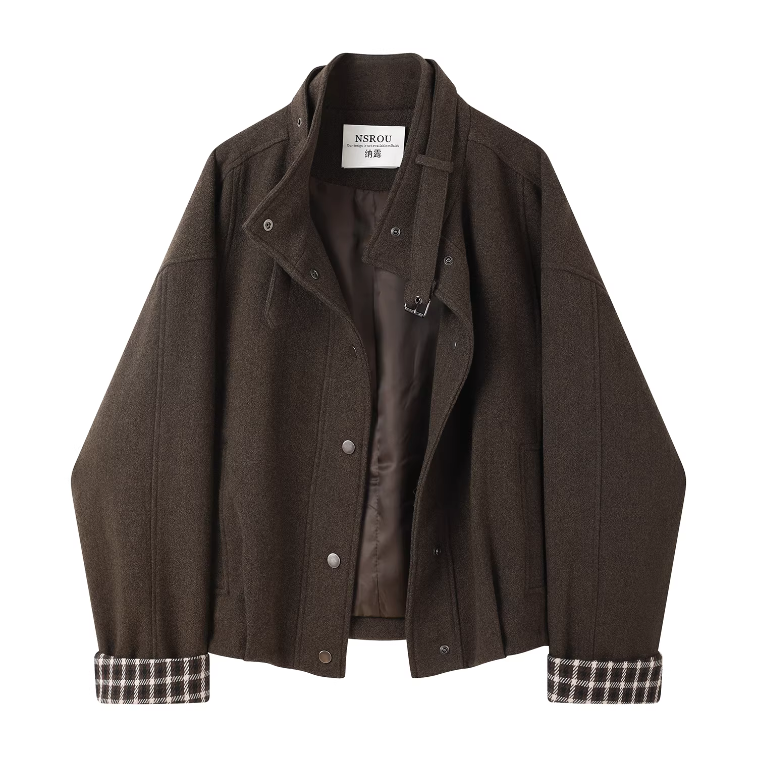 Áo khoác len ngắn cổ đứng phong cách retro kiểu Anh dành cho nữ, kiểu dáng mới cho mùa thu đông, áo khoác sành điệu, áo gió, áo đa năng