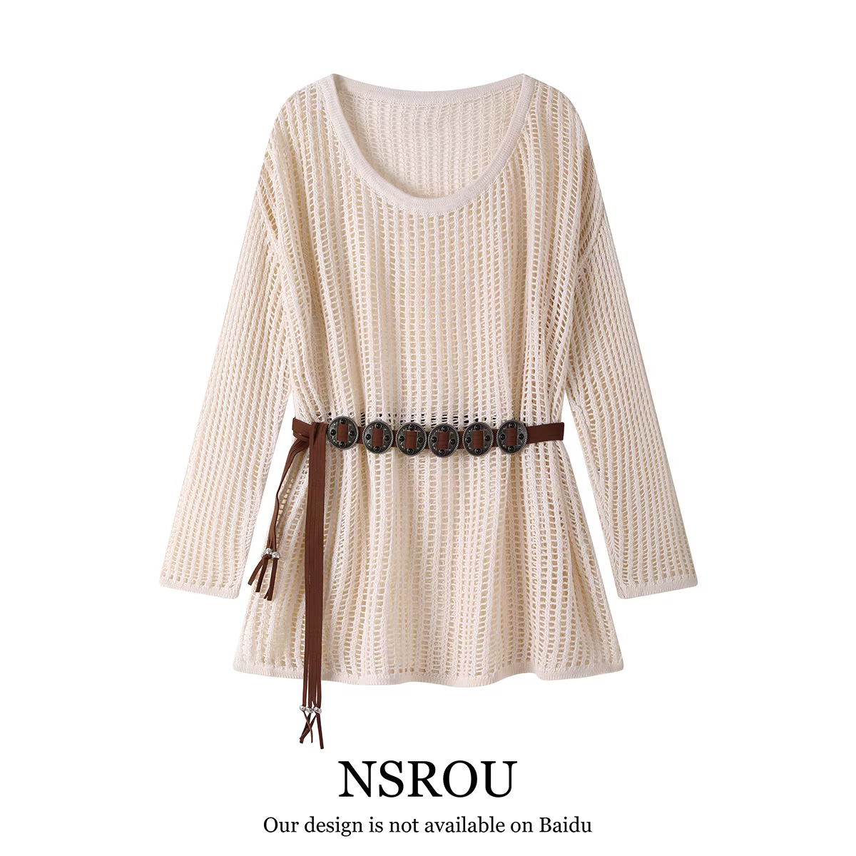 Áo dệt kim kiểu retro bohemian lười biếng dành cho nữ mùa xuân hè mới đa năng chống nắng áo dài tay xếp lớp