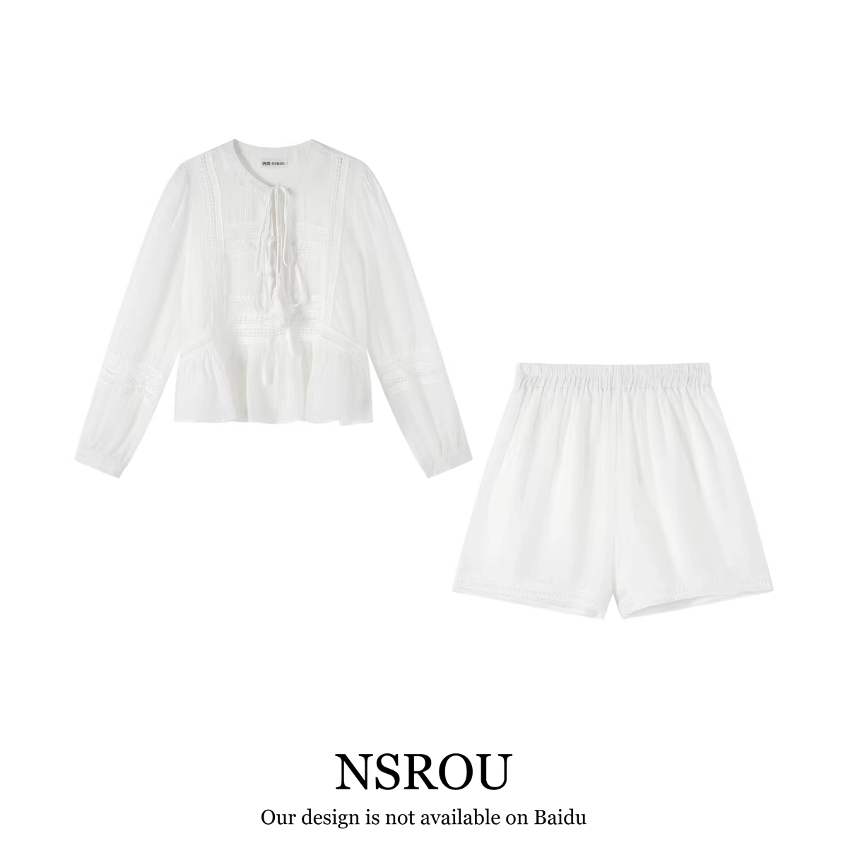 Áo sơ mi dài tay chống nắng mới và quần short chữ A cạp cao, bộ đồ hai mảnh giảm béo, giảm tuổi tác, thời trang và giản dị dành cho phụ nữ trong mùa hè