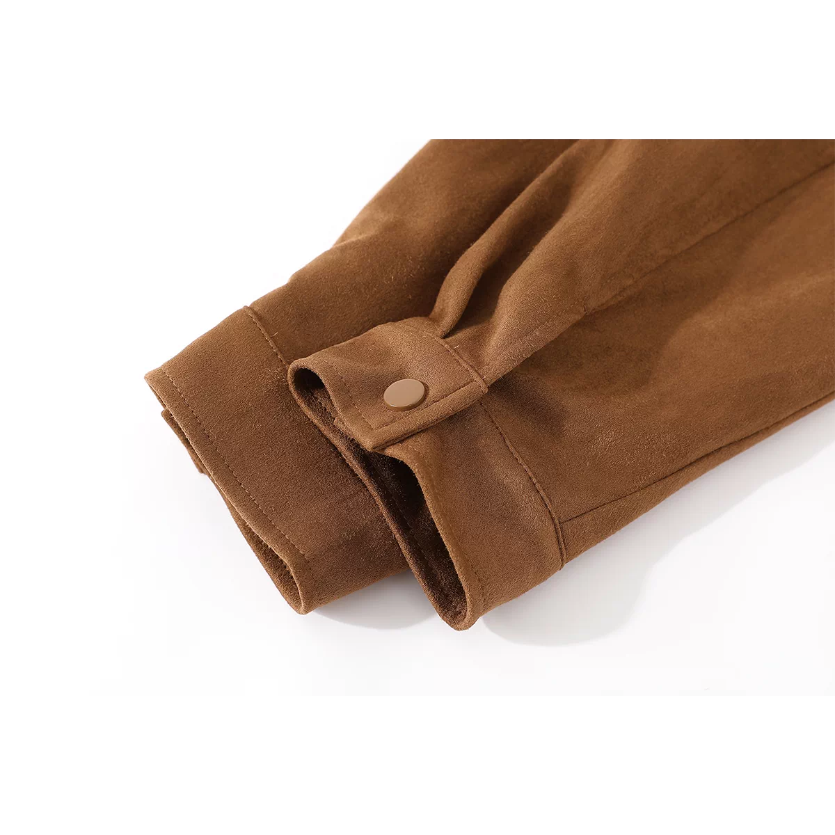 Áo khoác da lộn ngắn màu cà phê cổ điển cao cấp NSROU dành cho nữ, áo dáng rộng đa năng và sành điệu cho mùa thu.