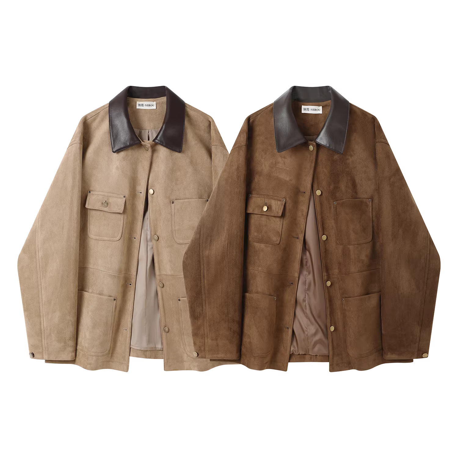 Áo khoác da kiểu cổ điển Meilade, chất liệu da lộn, dành cho nữ, mùa thu đông, dáng dài trung bình, cao cấp.