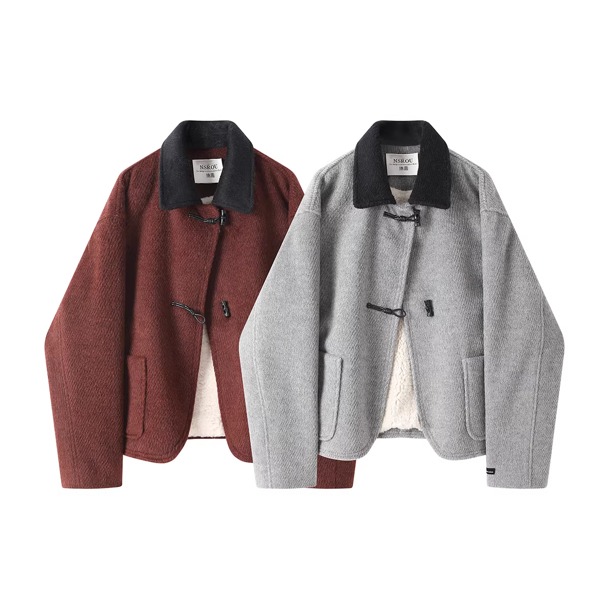 Áo khoác ngắn bằng len cừu cashmere NSROU dành cho nữ mùa thu đông Áo khoác vải tuýt lót lông theo phong cách Chanel