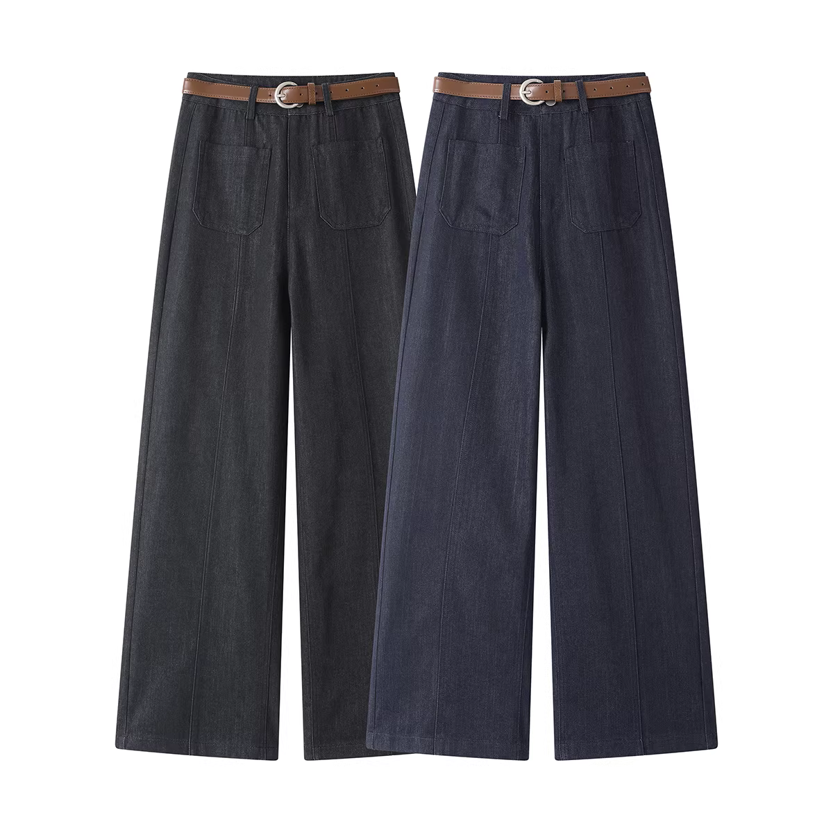 Quần jean dài đến sàn kiểu dáng thanh lịch và thời trang kiểu Hàn Quốc, quần dài đến sàn, kiểu dáng đơn giản, tôn dáng cho nữ, quần ống rộng đa năng cho mùa xuân và mùa thu.