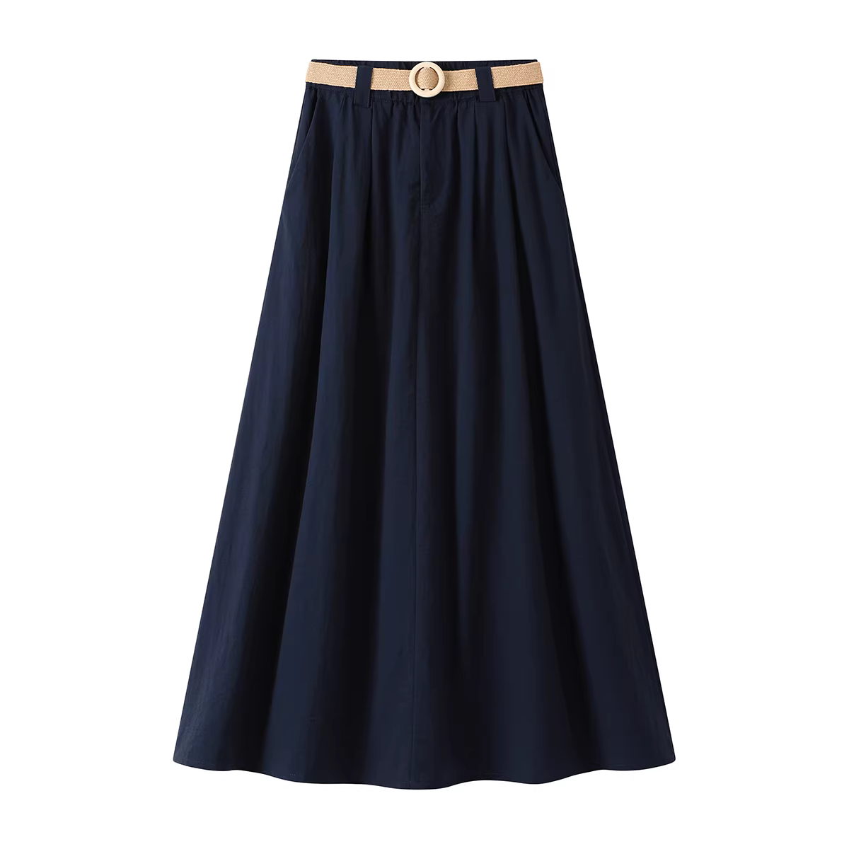 Váy giảm béo lưng cao kiểu Pháp NSROU, váy dù dành cho nữ, váy chữ A dài vừa phải mùa hè mới.