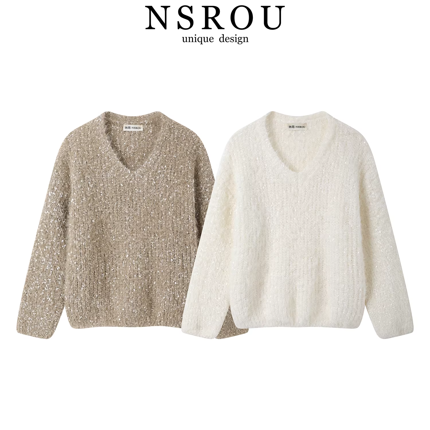 Áo khoác len dệt kim cổ chữ V phong cách lười biếng thanh lịch và tinh tế theo phong cách Hàn Quốc dành cho nữ, áo dài tay đa năng để đi làm vào mùa thu đông.