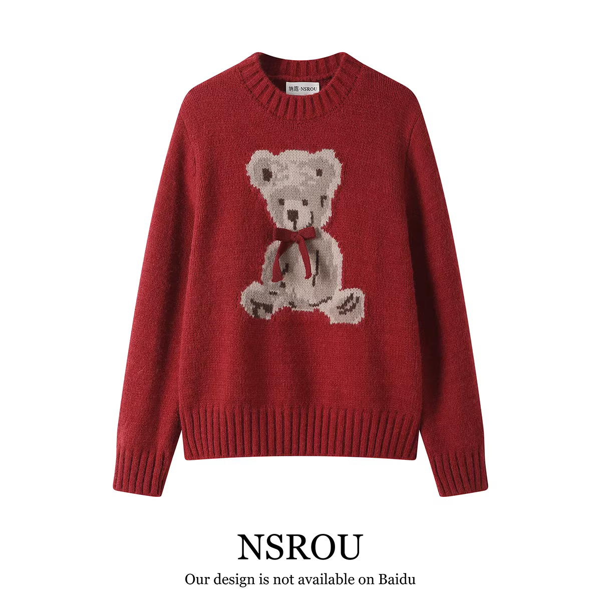 Áo len thường ngày kiểu NSROU Hàn Quốc với thiết kế nơ và gấu bông độc đáo, phong cách mềm mại và nhẹ nhàng, áo siêu xinh dành cho nữ trong mùa thu đông.