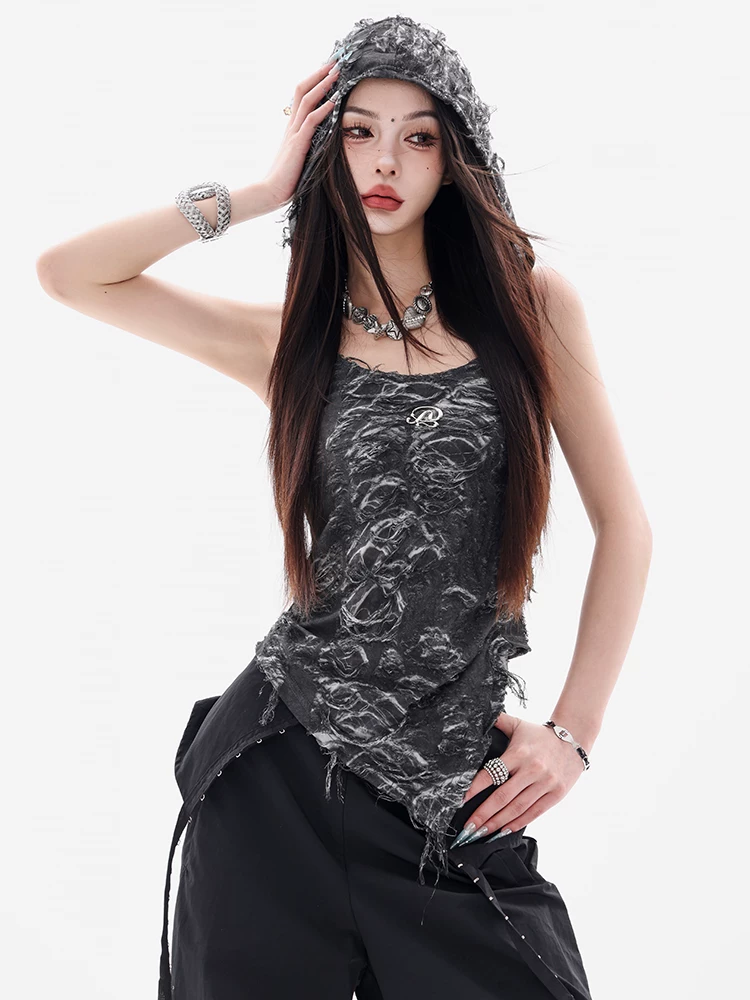 ABWEAR Shibuya Heat Wave - Áo thun có mũ trùm đầu kiểu dáng phong cách đất hoang nguyên bản, thiết kế cắt ren, kiểu dáng ôm sát dành cho nữ