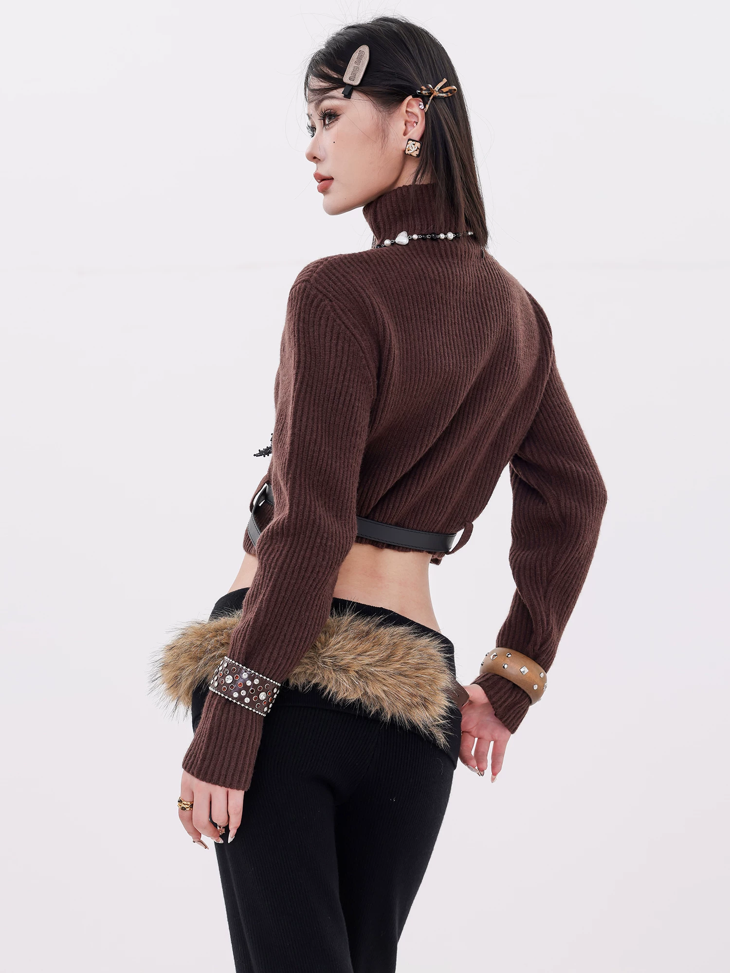 ABWLR Southern Breeze - Áo len cổ lọ nguyên bản dành cho nữ, áo chui đầu ngắn, mềm mại và ấm cúng, ôm eo, áo ấm