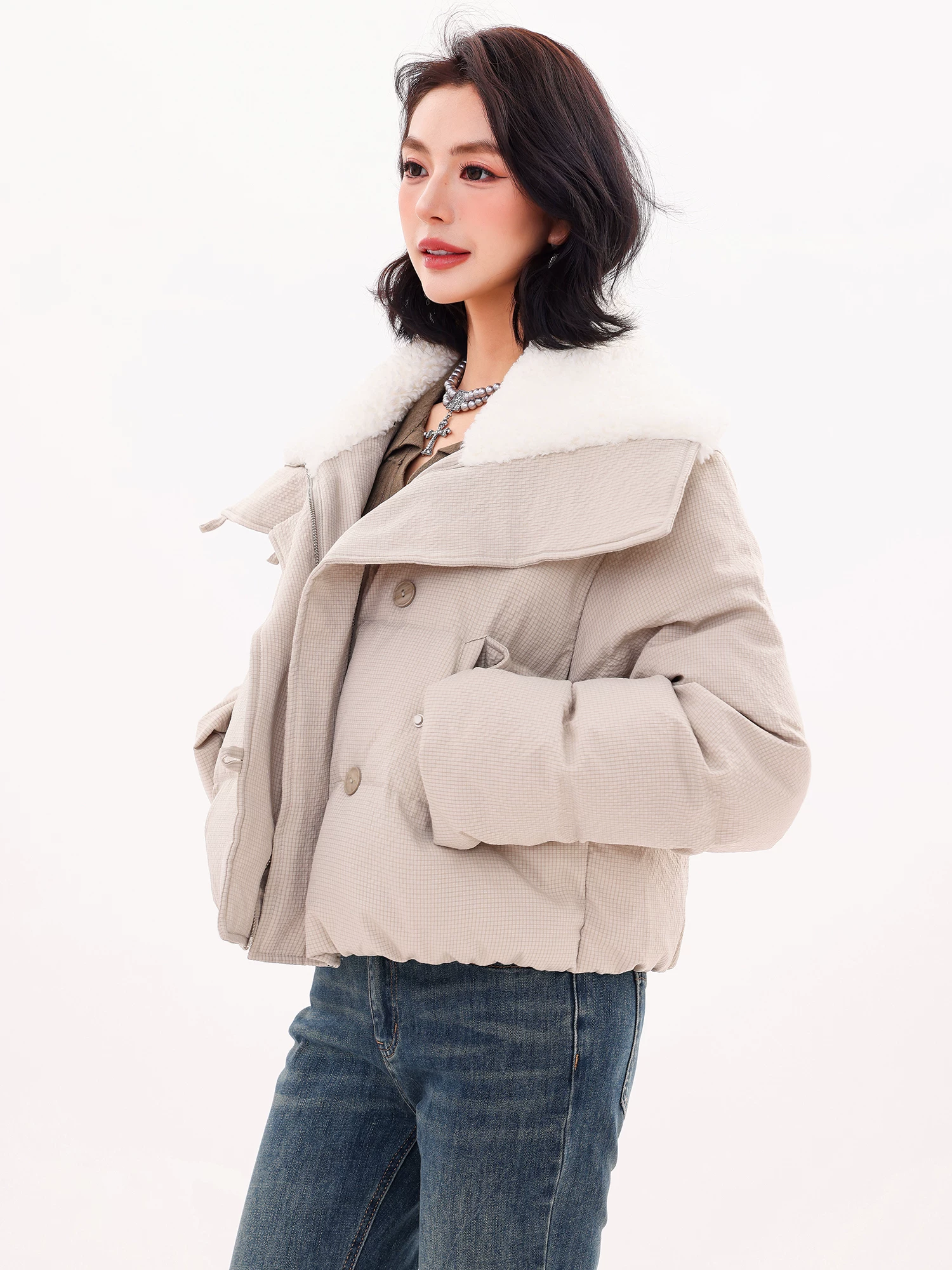 ABWLR Winter Love Song - Áo khoác ngắn có cổ ngắn nguyên bản Áo khoác cotton dành cho nữ Áo khoác phao cao cấp mùa đông
