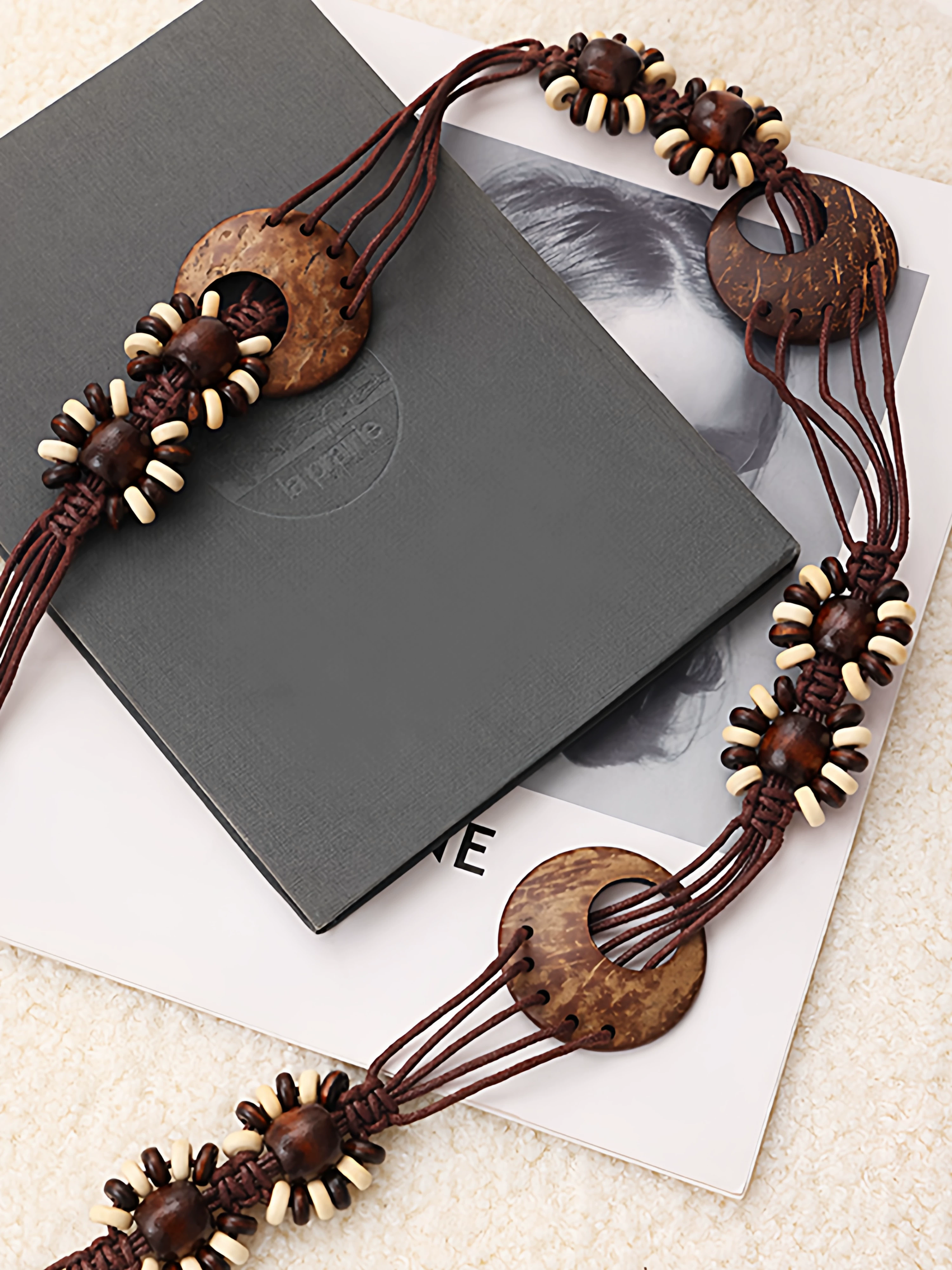 Thắt lưng phong cách dân tộc Bohemian nguyên bản của ABWLR dành cho nữ, Thắt lưng trang trí đa năng, Xu hướng dây thắt lưng thích hợp.