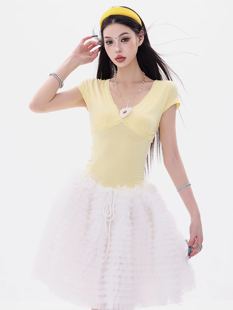 ABWEAR Sweet Signal - Áo ba lỗ thiết kế dây đeo chéo khoét rỗng nguyên bản dành cho nữ, dáng ôm, áo ngắn