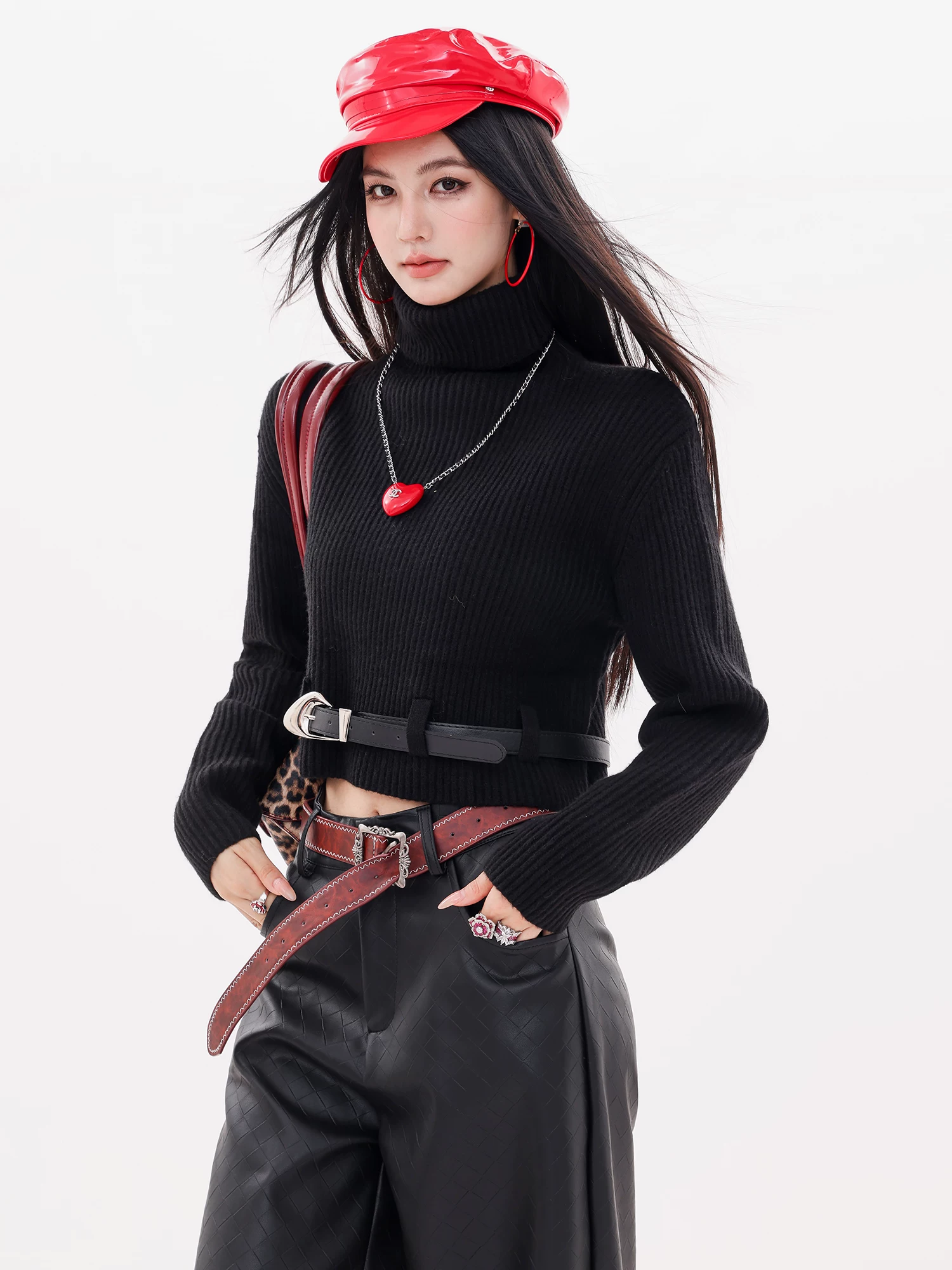 ABWLR Southern Breeze - Áo len dệt kim cổ cao cổ điển kiểu Mỹ nguyên bản dành cho nữ, Áo len dáng ôm mới dành cho mùa thu đông